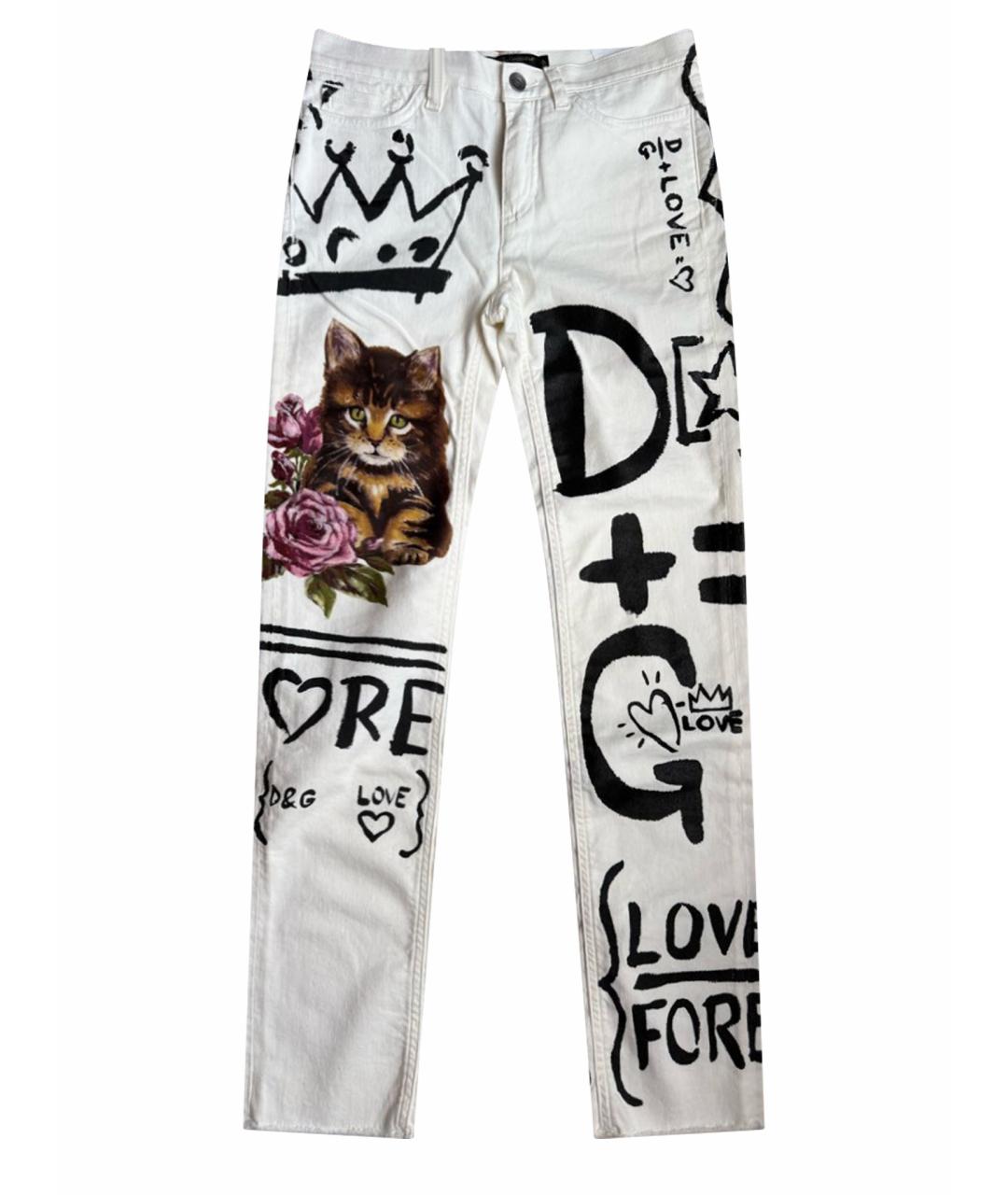 DOLCE&GABBANA Белые хлопковые прямые джинсы, фото 1