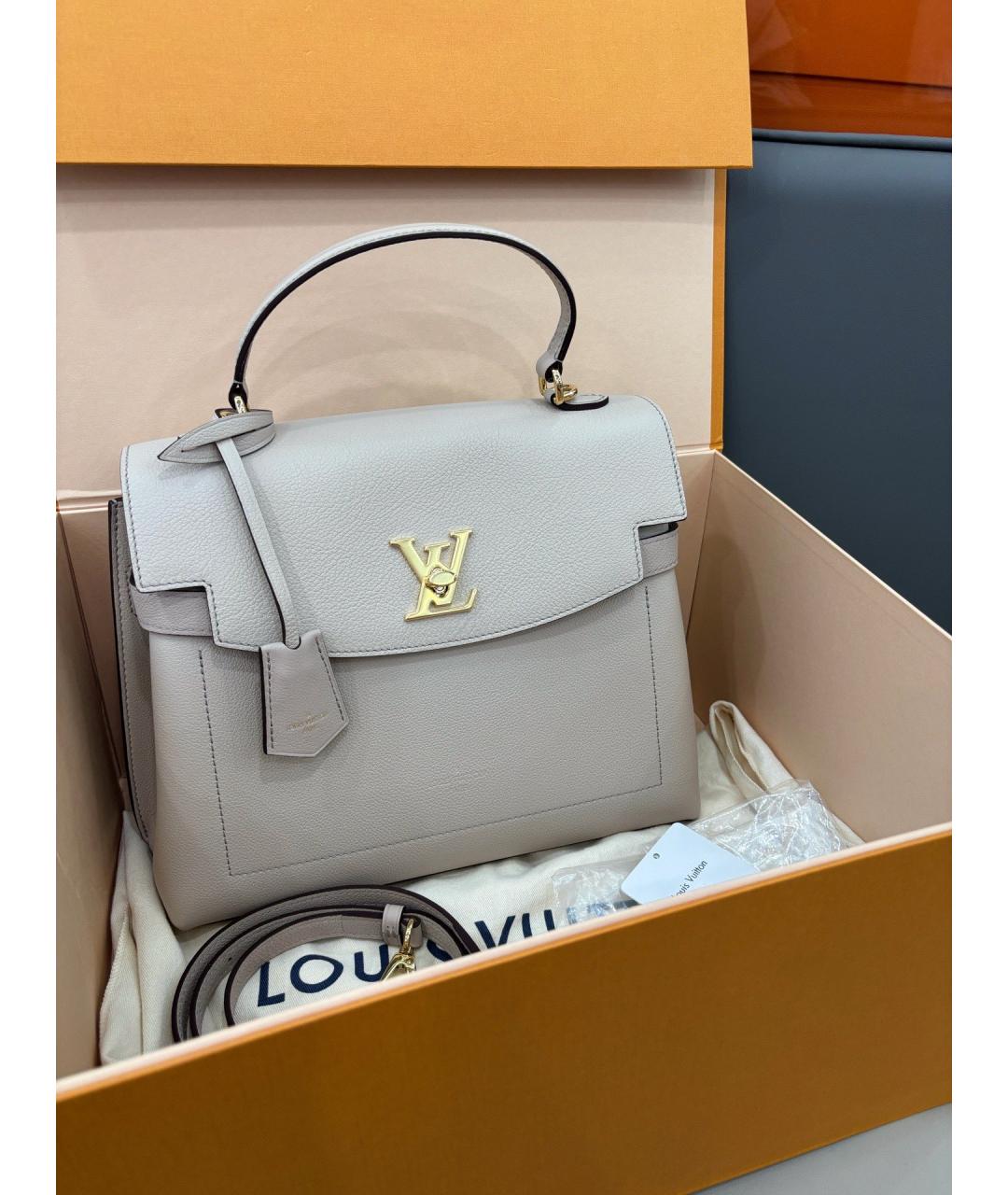 LOUIS VUITTON Серая кожаная сумка с короткими ручками, фото 9