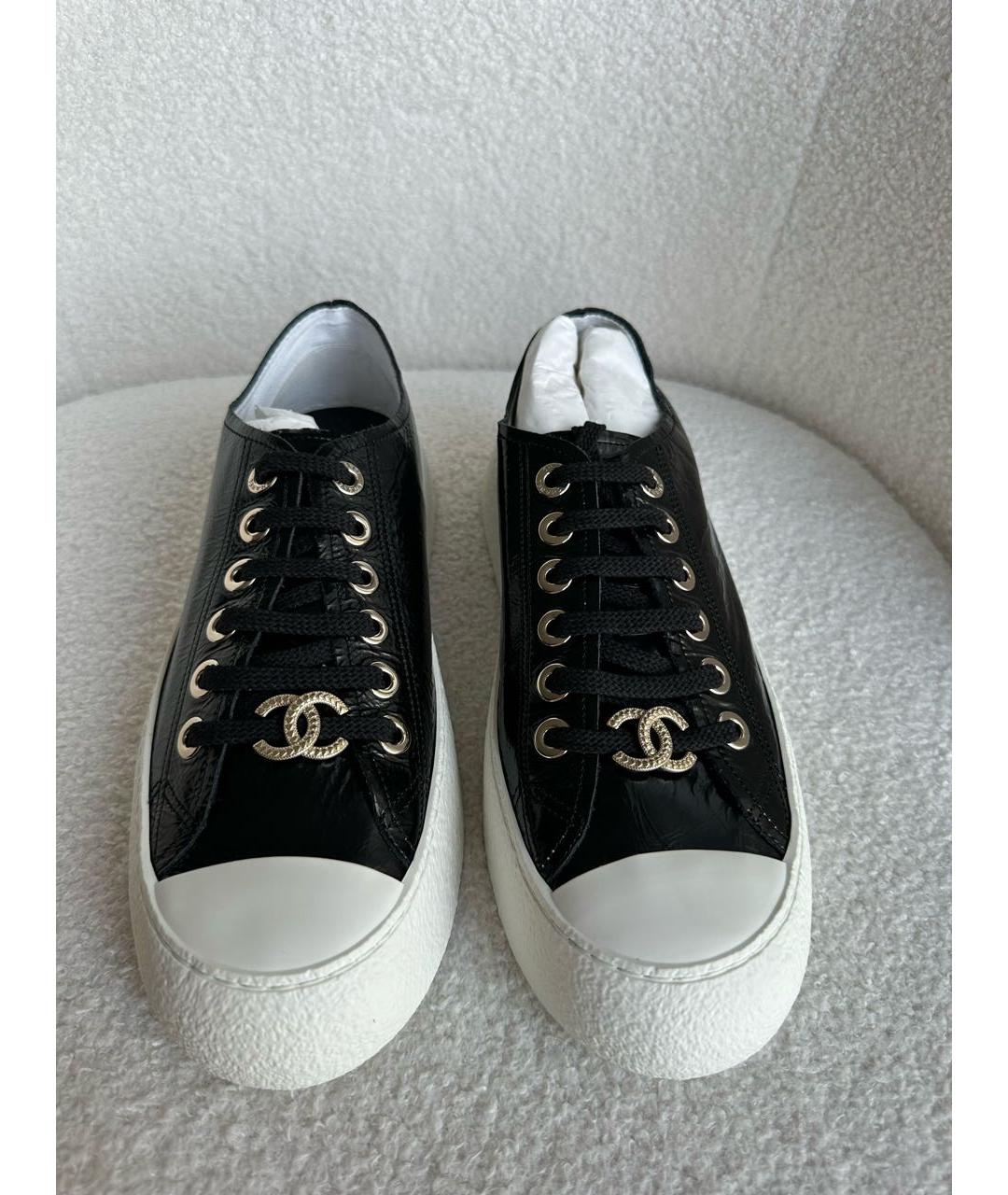 CHANEL Черные кожаные кеды, фото 4