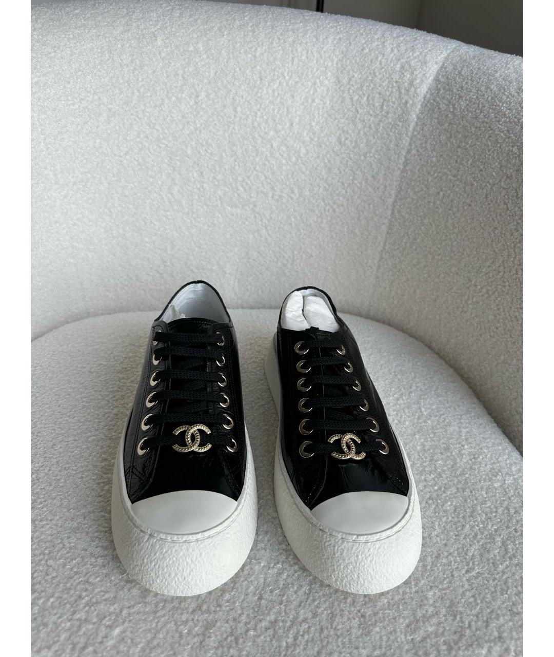 CHANEL Черные кожаные кеды, фото 3