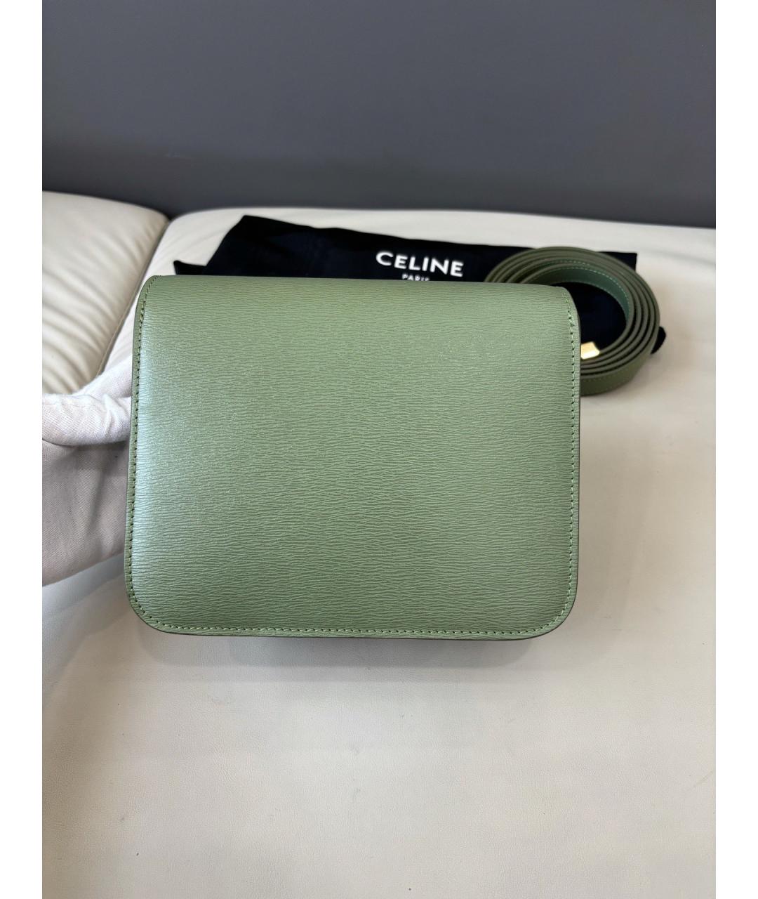 CELINE Зеленая кожаная сумка через плечо, фото 4