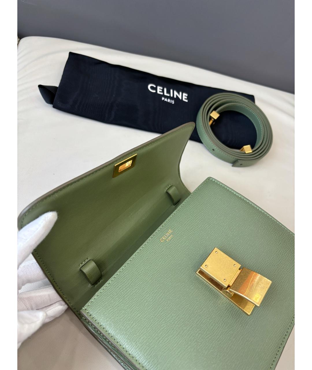 CELINE Зеленая кожаная сумка через плечо, фото 7