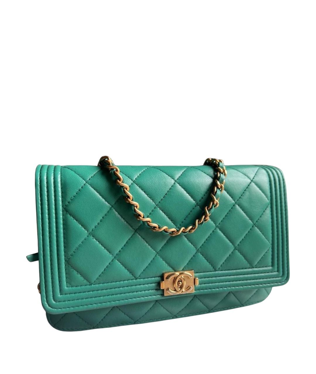 CHANEL Бирюзовая кожаная сумка через плечо, фото 1