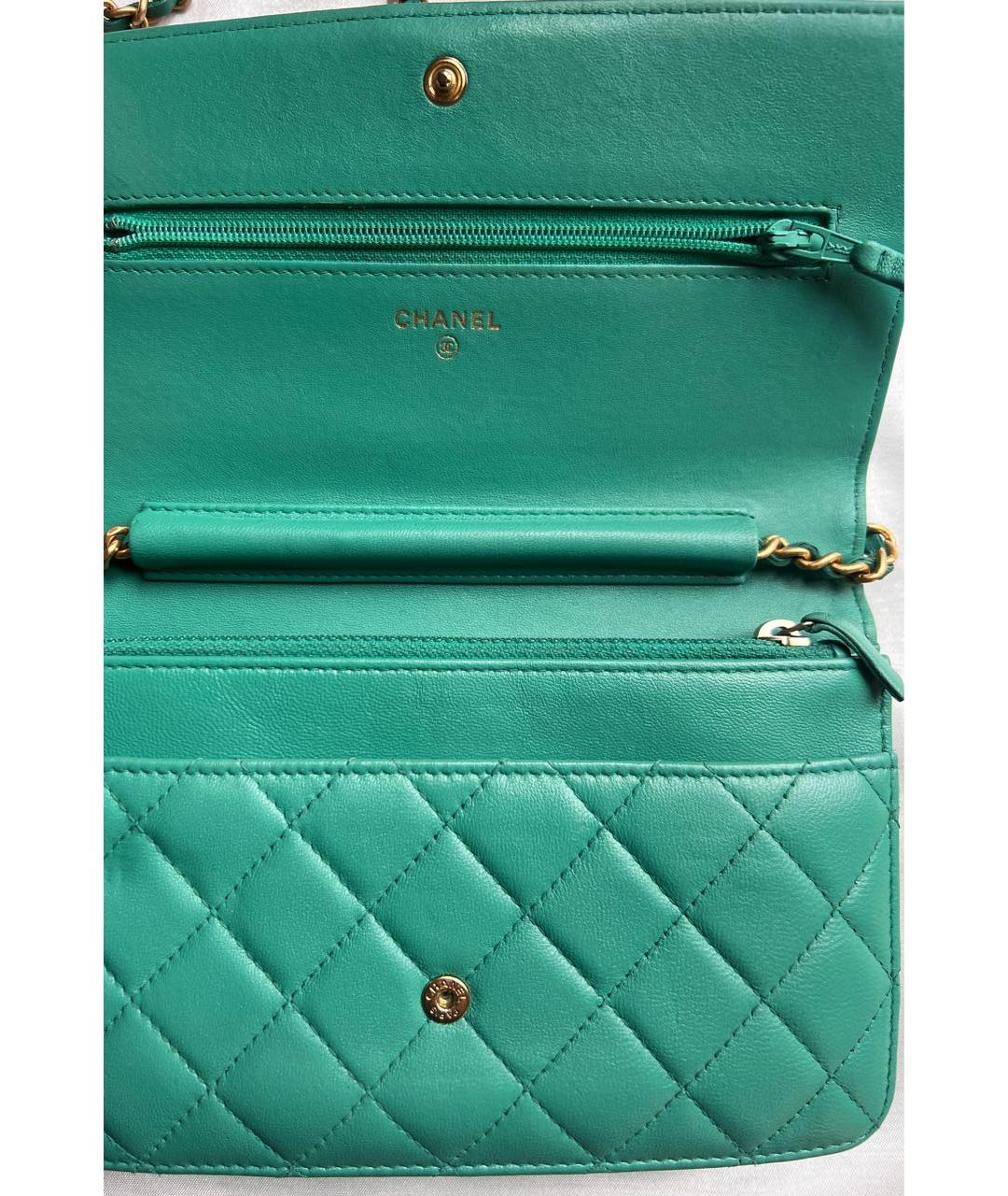 CHANEL Бирюзовая кожаная сумка через плечо, фото 3