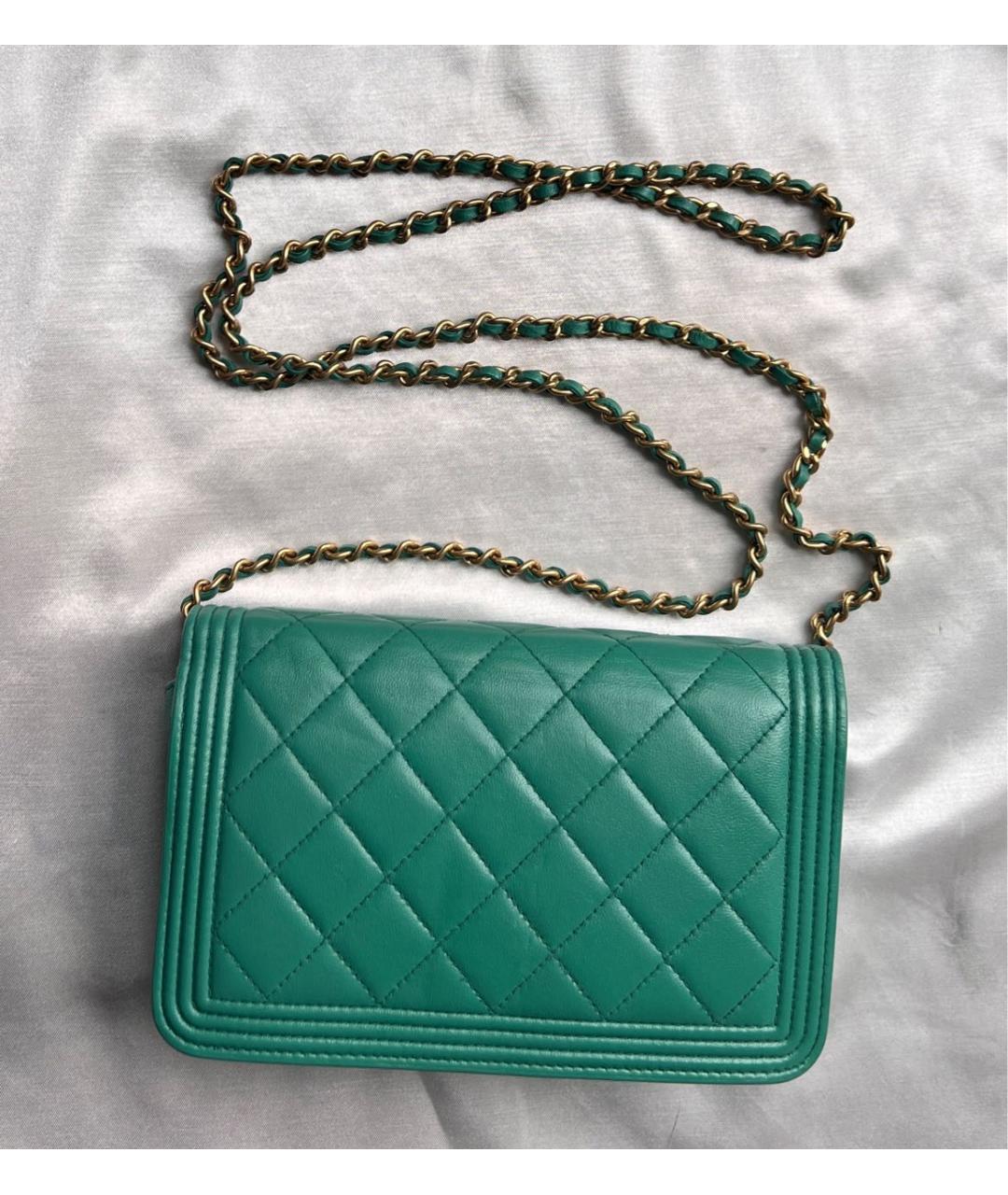 CHANEL Бирюзовая кожаная сумка через плечо, фото 7