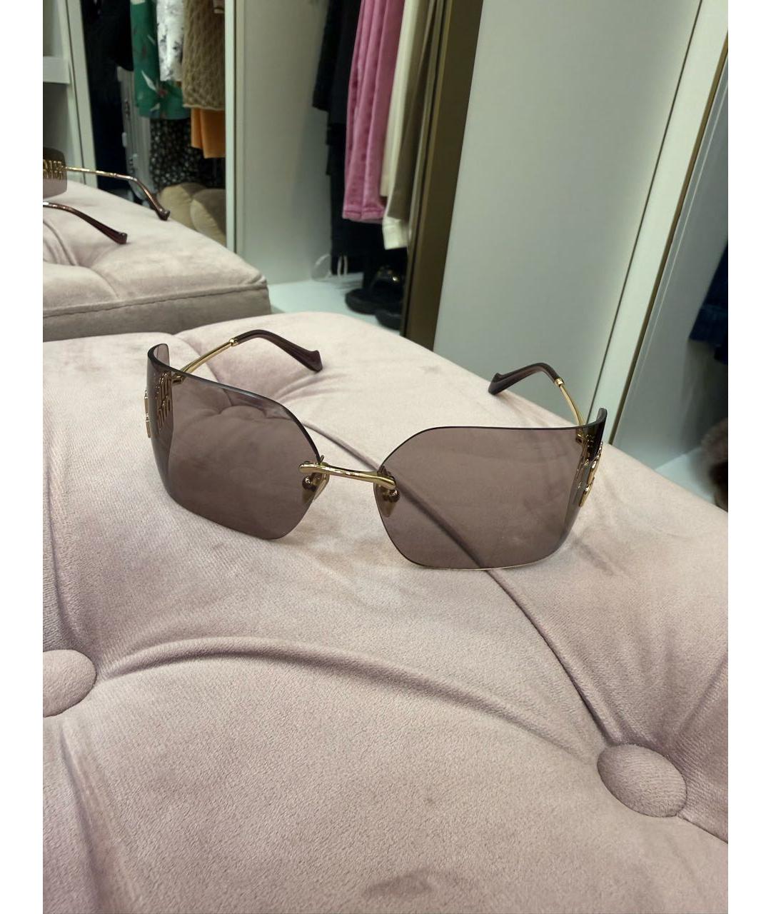 MIU MIU Коричневые пластиковые солнцезащитные очки, фото 8