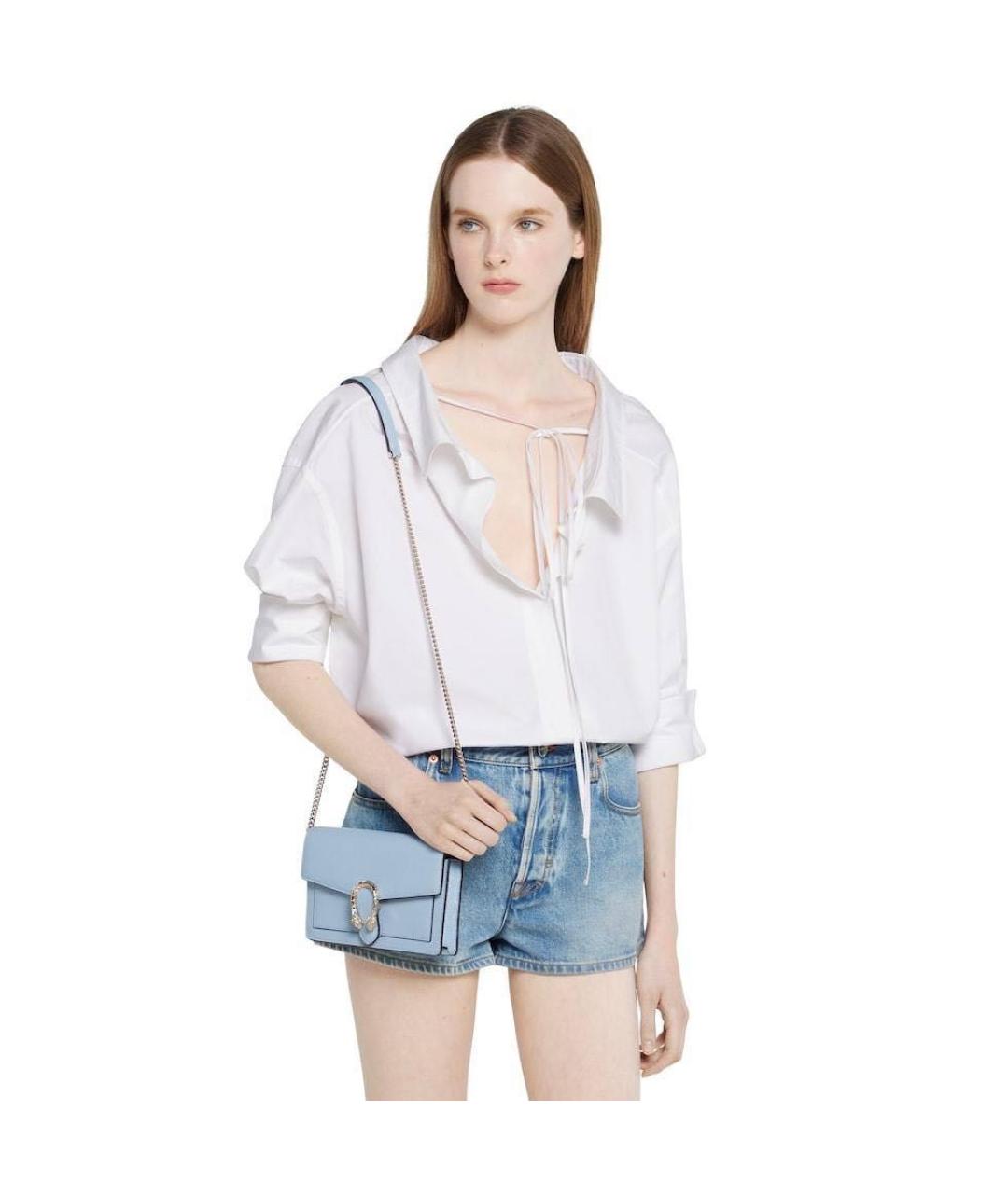 GUCCI Голубая кожаная сумка через плечо, фото 2