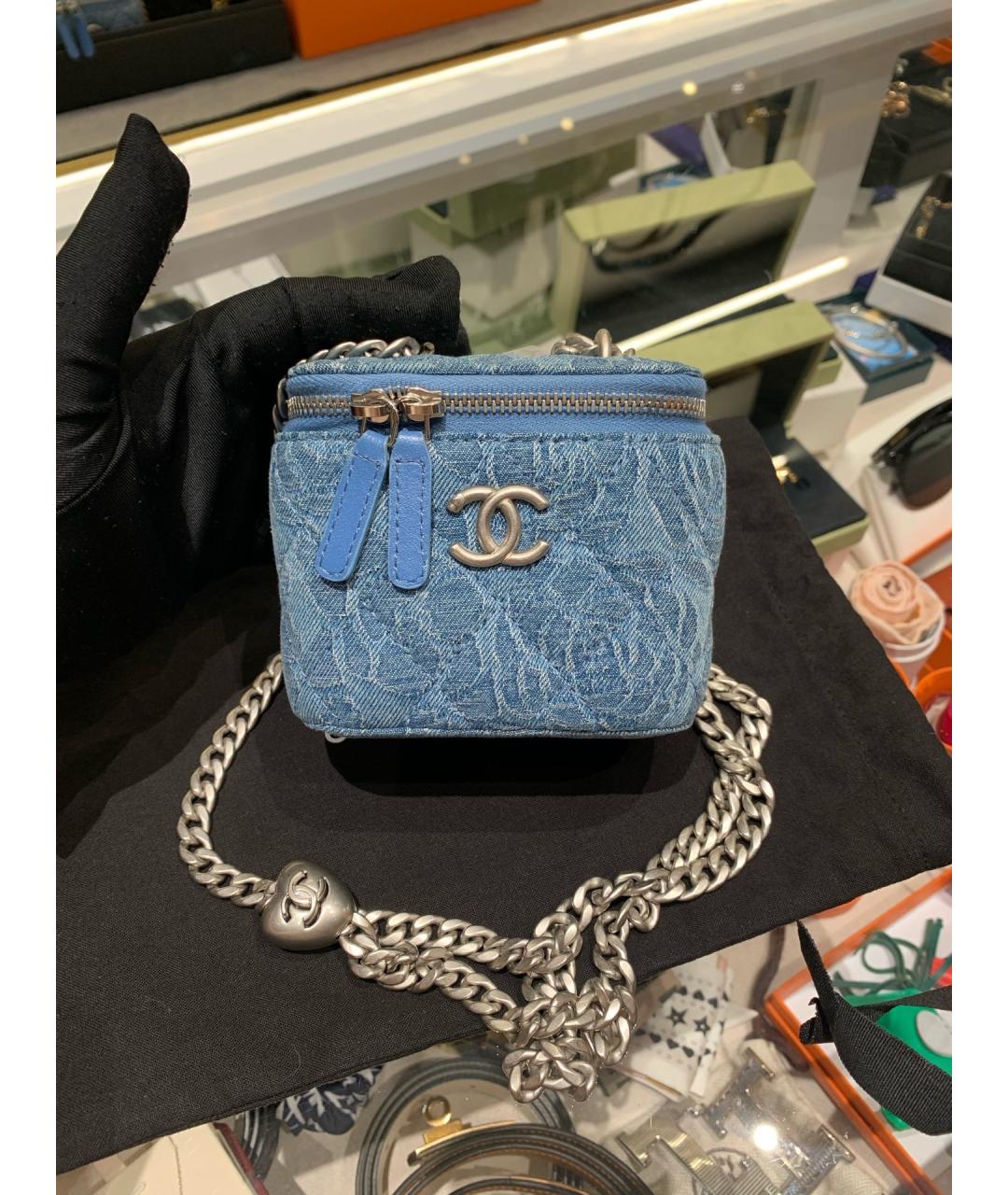 CHANEL Синяя деним сумка через плечо, фото 8