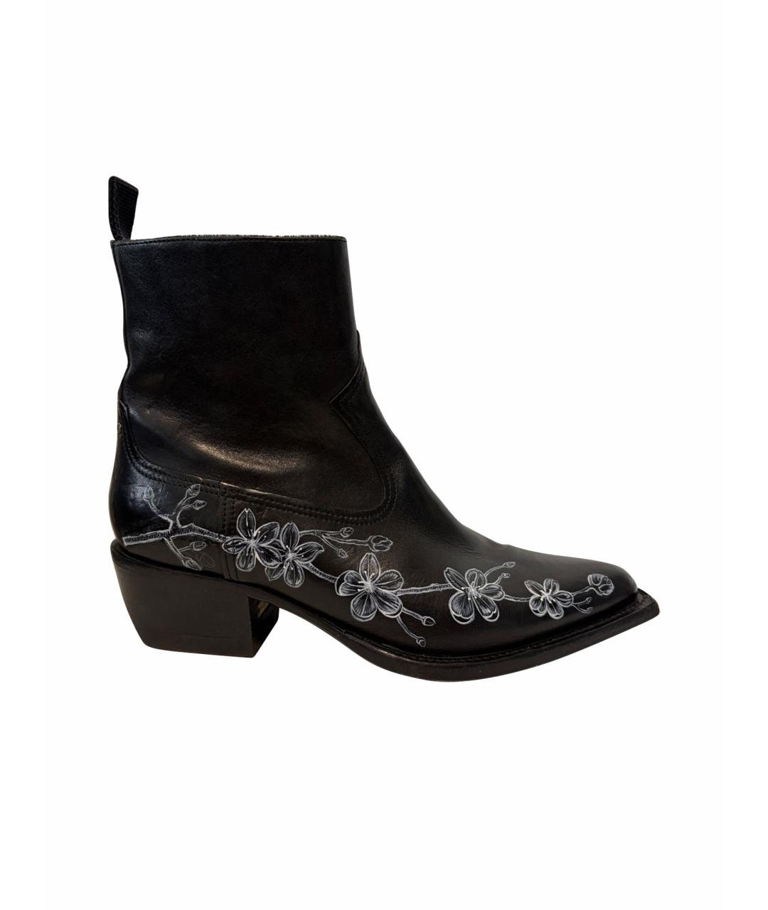 GOLDEN GOOSE DELUXE BRAND Черные кожаные ботинки, фото 1