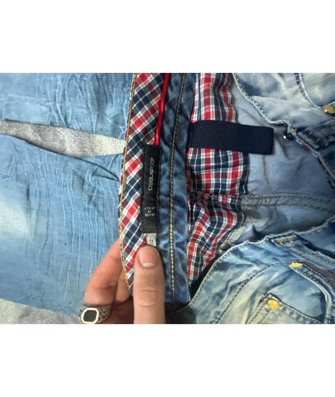 DSQUARED2 Голубые хлопко-сиацелловые прямые джинсы, фото 7