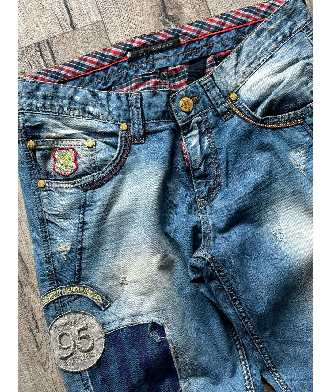 DSQUARED2 Голубые хлопко-сиацелловые прямые джинсы, фото 4
