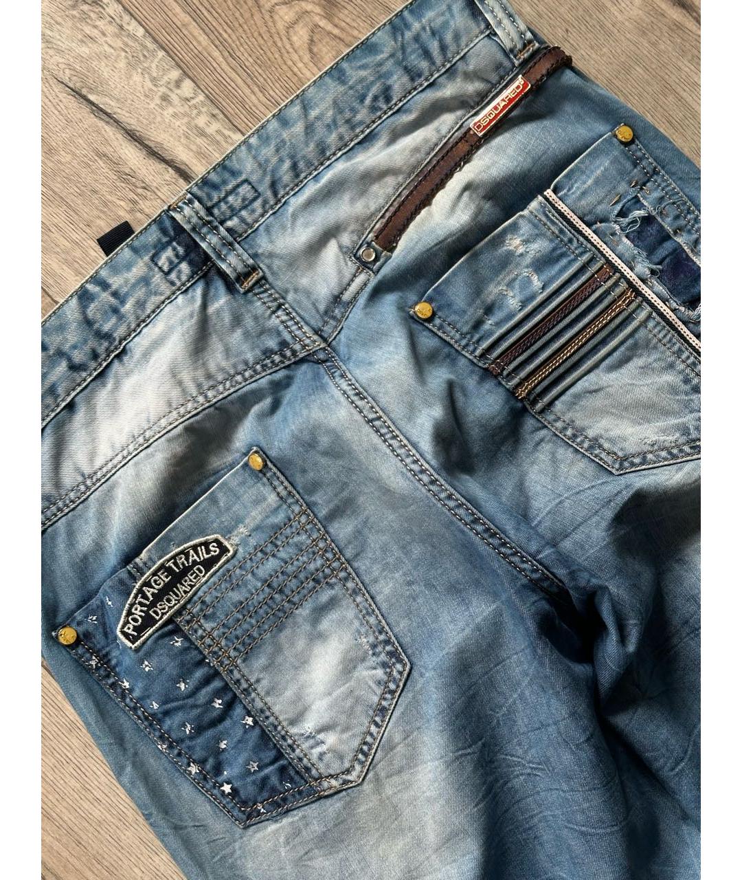 DSQUARED2 Голубые хлопко-сиацелловые прямые джинсы, фото 3