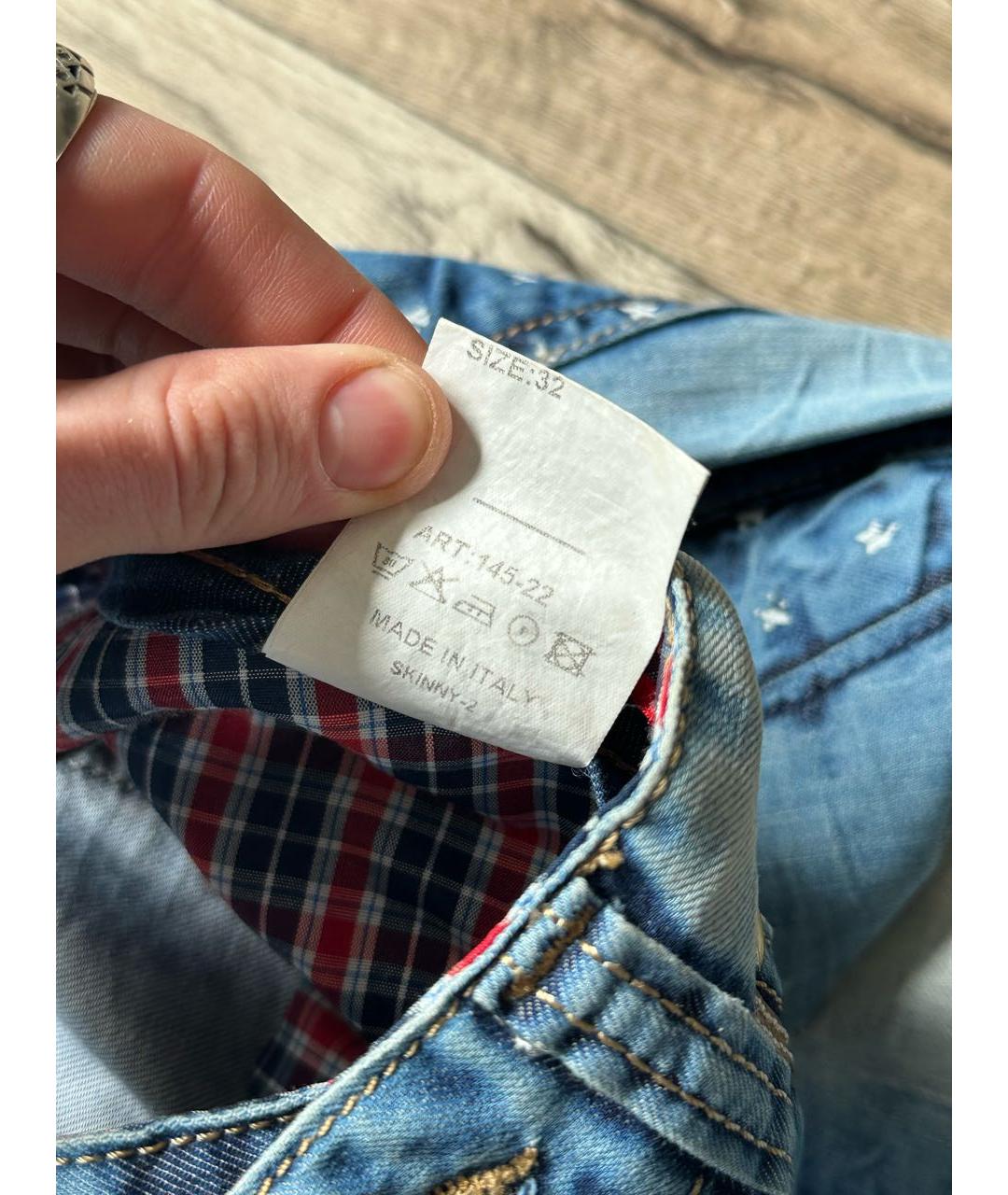 DSQUARED2 Голубые хлопко-сиацелловые прямые джинсы, фото 6