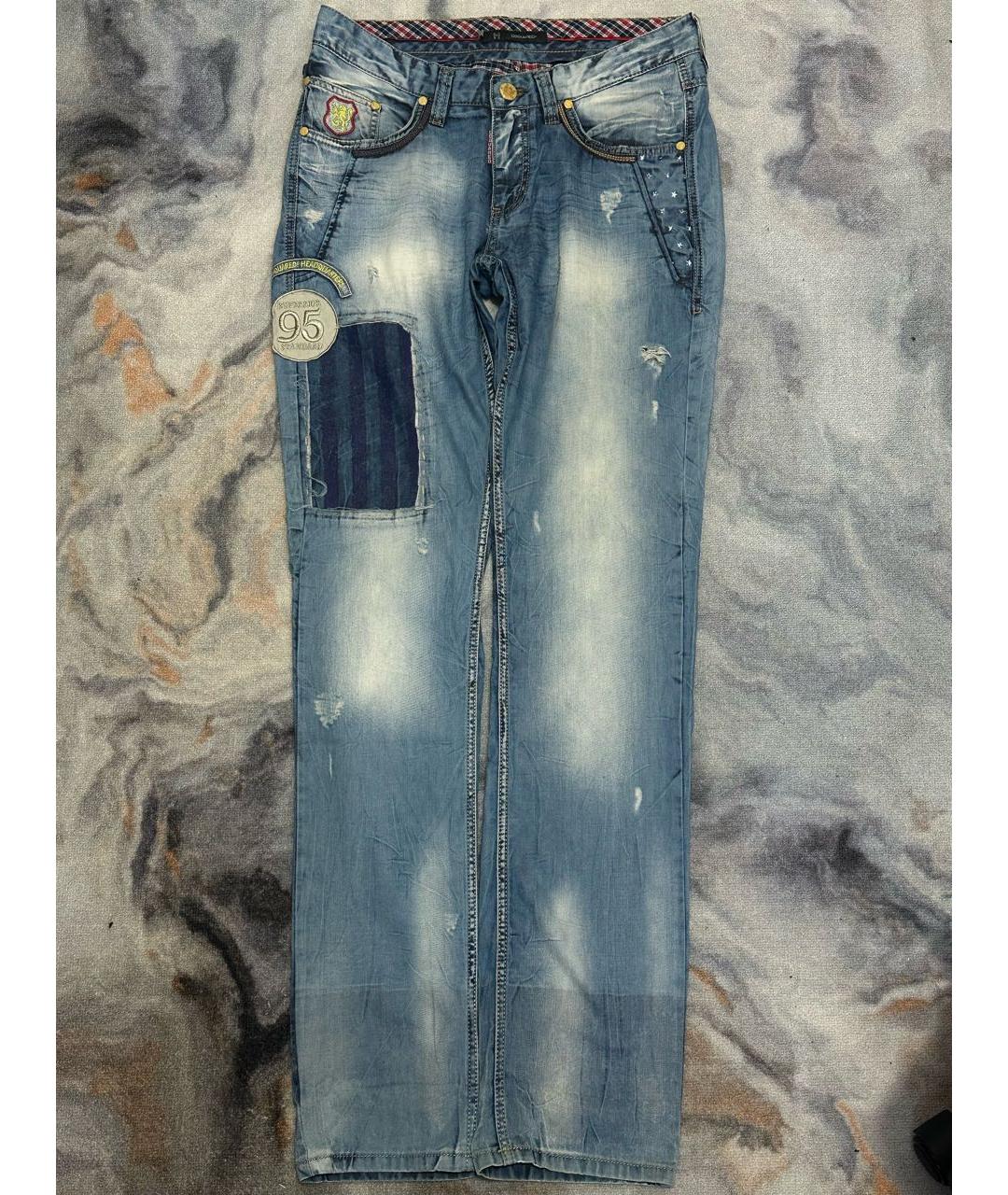 DSQUARED2 Голубые хлопко-сиацелловые прямые джинсы, фото 8