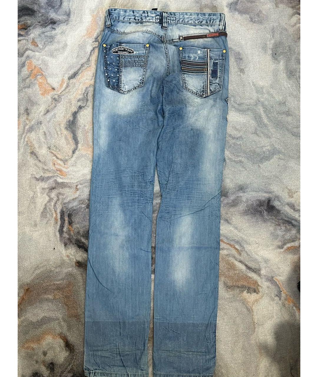 DSQUARED2 Голубые хлопко-сиацелловые прямые джинсы, фото 2