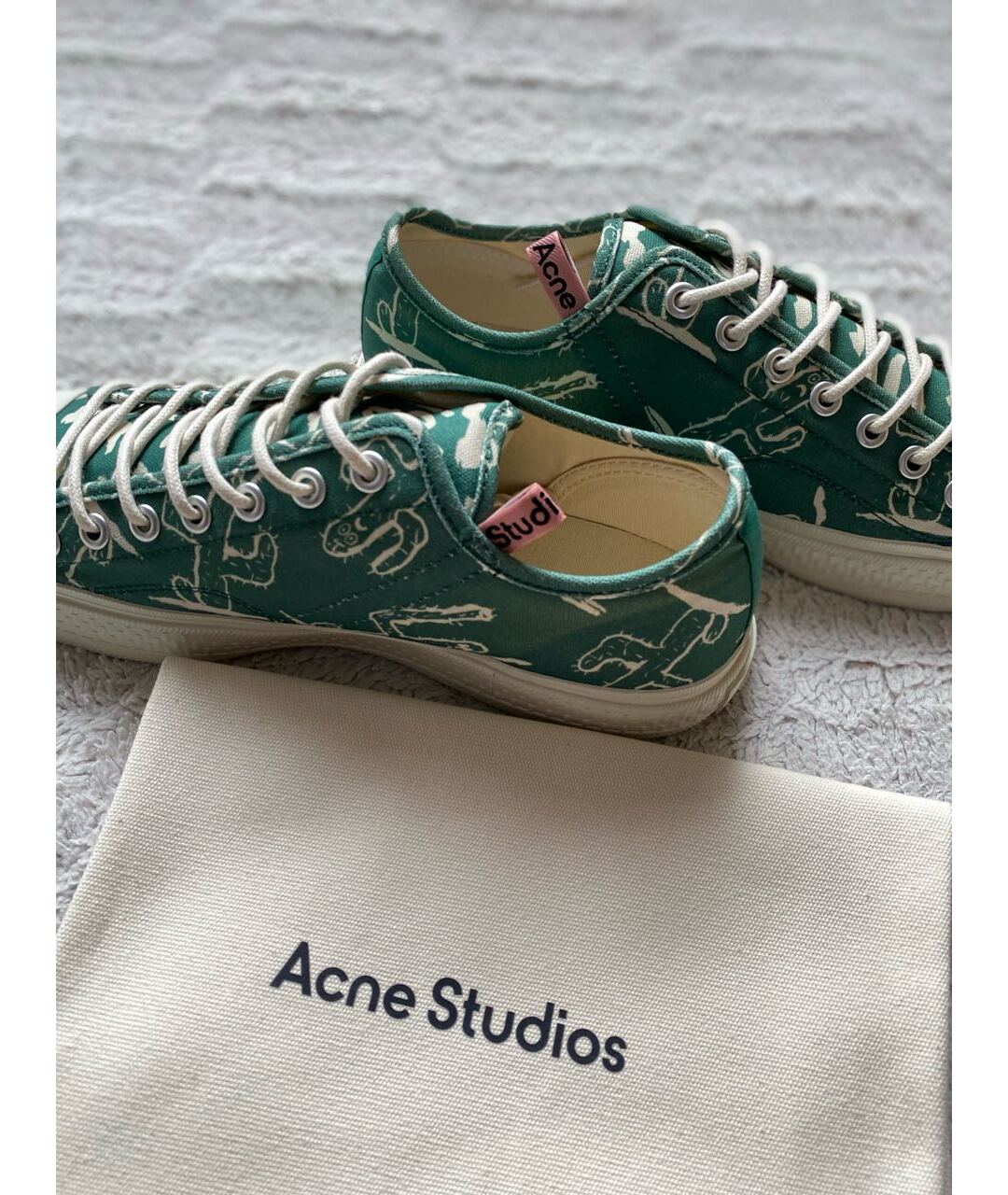 ACNE STUDIOS Зеленые текстильные низкие кроссовки / кеды, фото 6