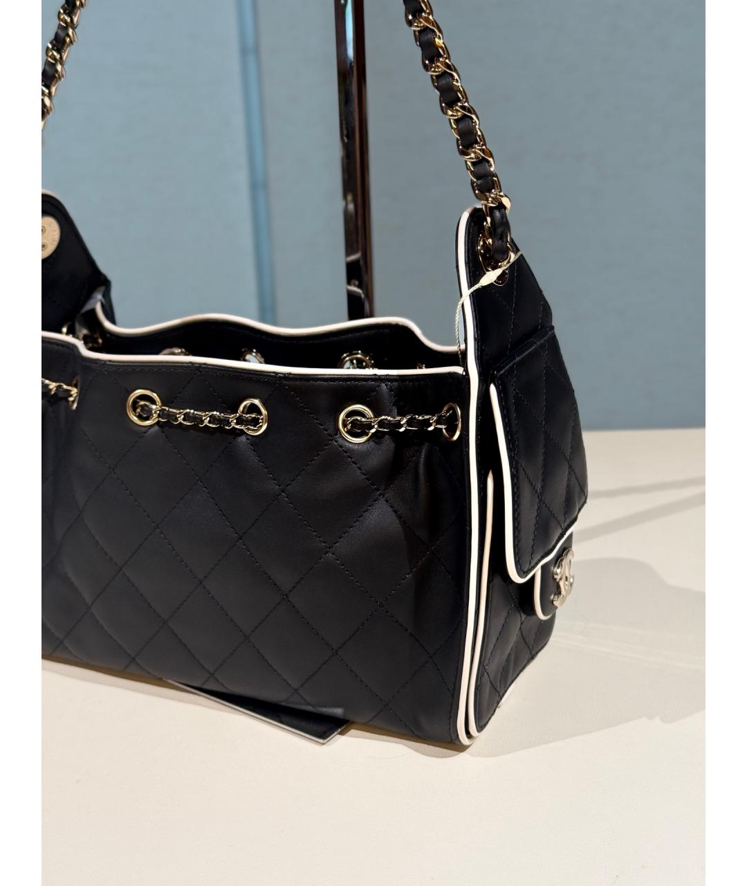 CHANEL Черная кожаная сумка через плечо, фото 6
