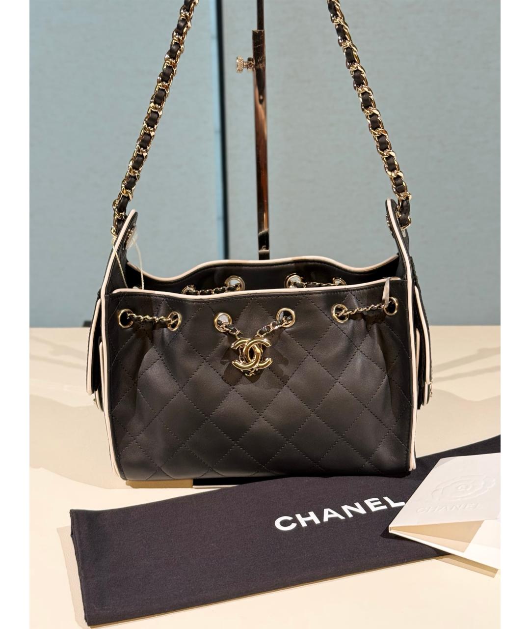 CHANEL Черная кожаная сумка через плечо, фото 8