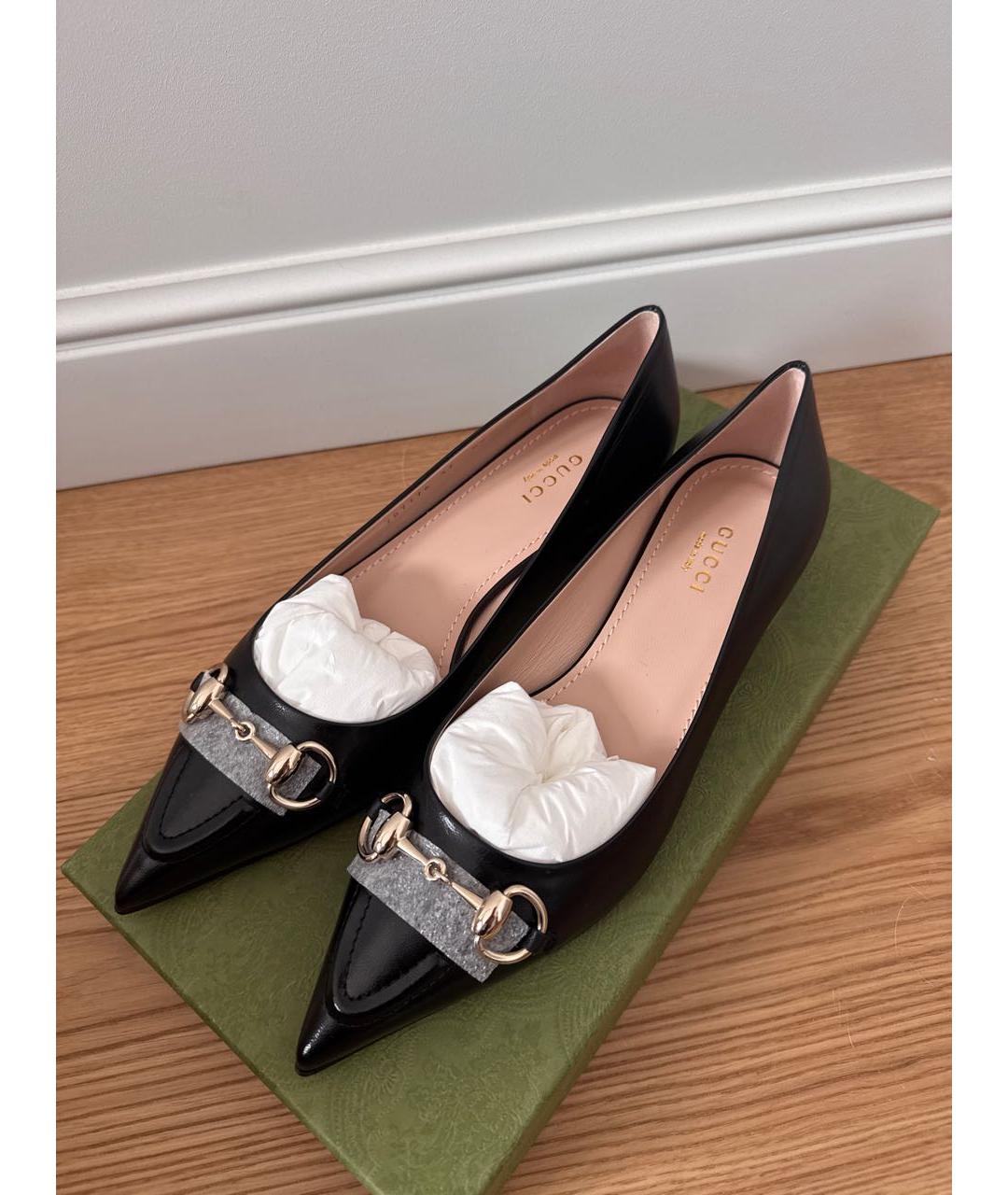 GUCCI Черные кожаные балетки, фото 5