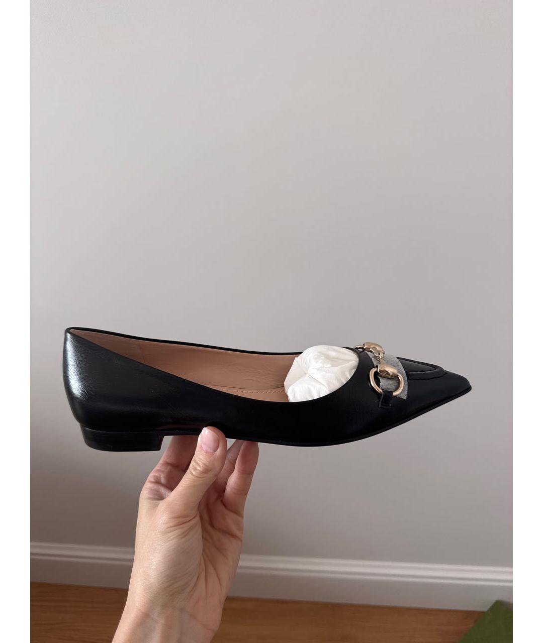 GUCCI Черные кожаные балетки, фото 8