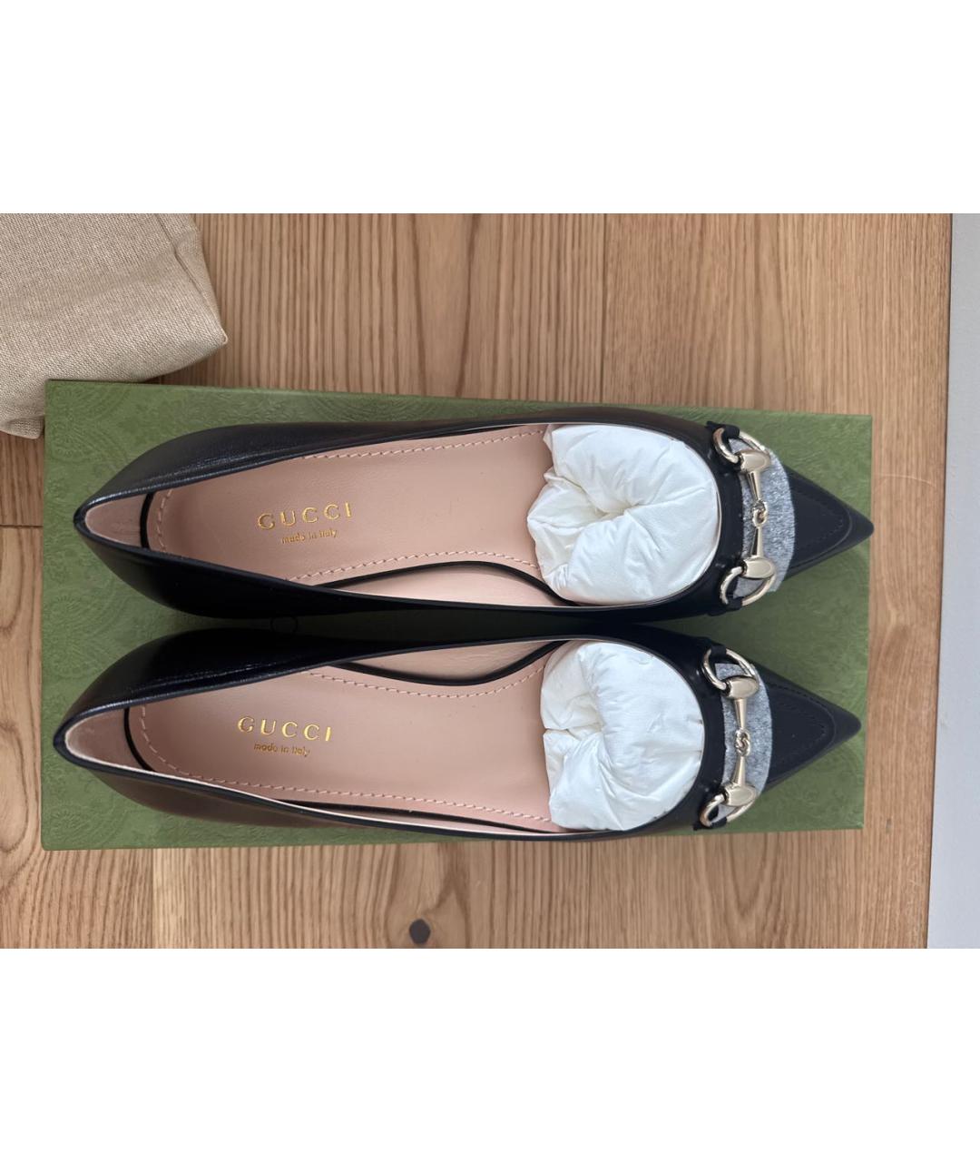 GUCCI Черные кожаные балетки, фото 3