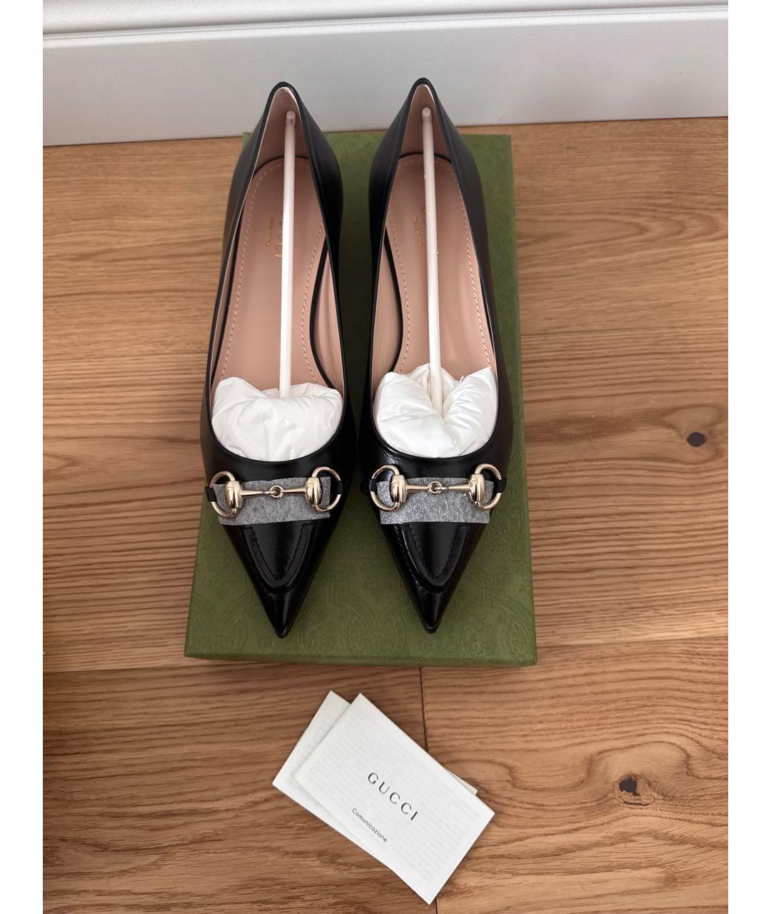 GUCCI Черные кожаные балетки, фото 2