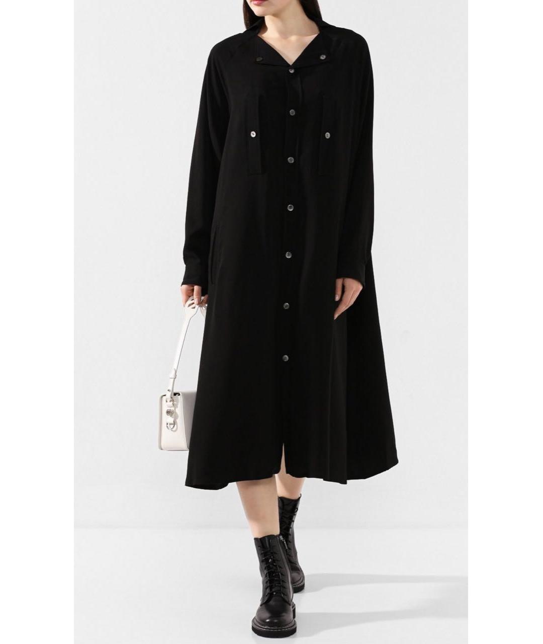 YOHJI YAMAMOTO Черное вискозное повседневное платье, фото 4