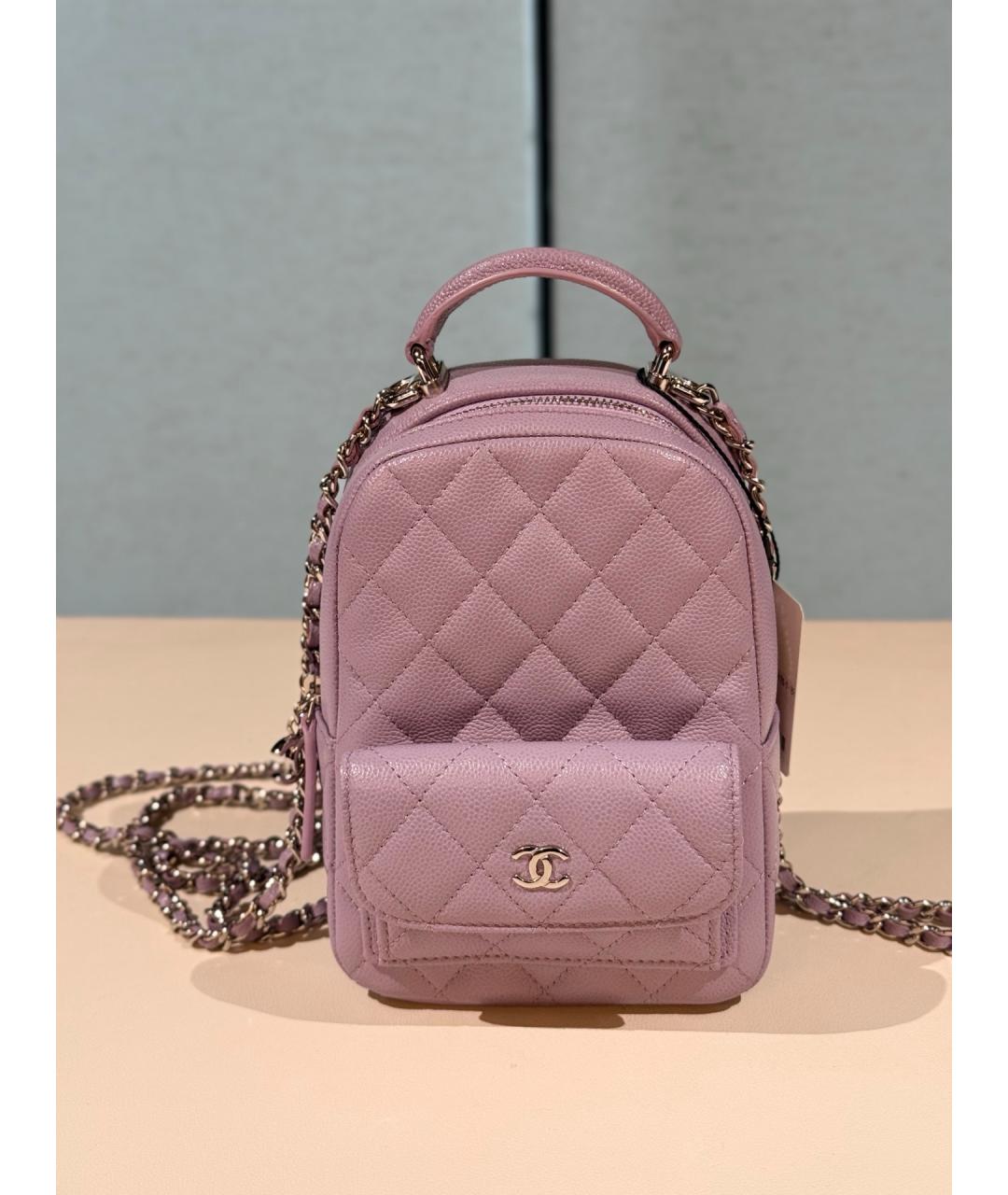 CHANEL Фиолетовый кожаный рюкзак, фото 8