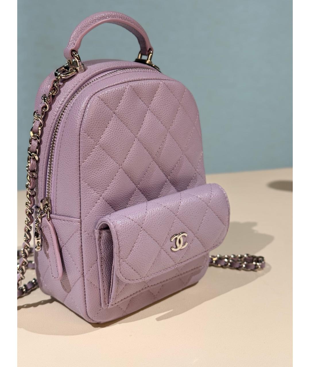 CHANEL Фиолетовый кожаный рюкзак, фото 4