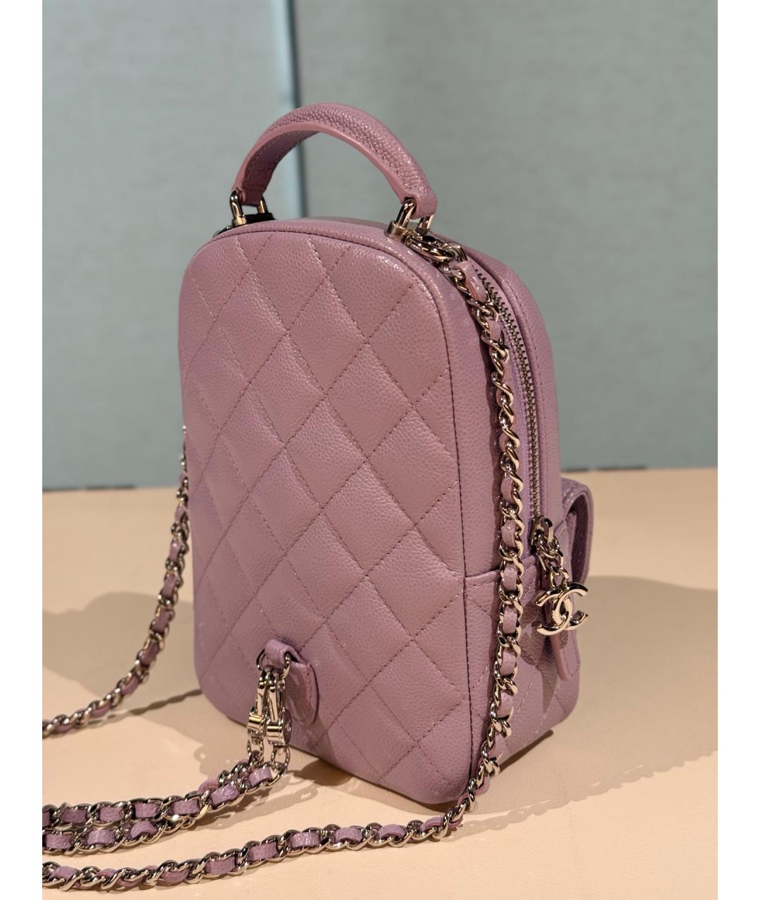 CHANEL Фиолетовый кожаный рюкзак, фото 6