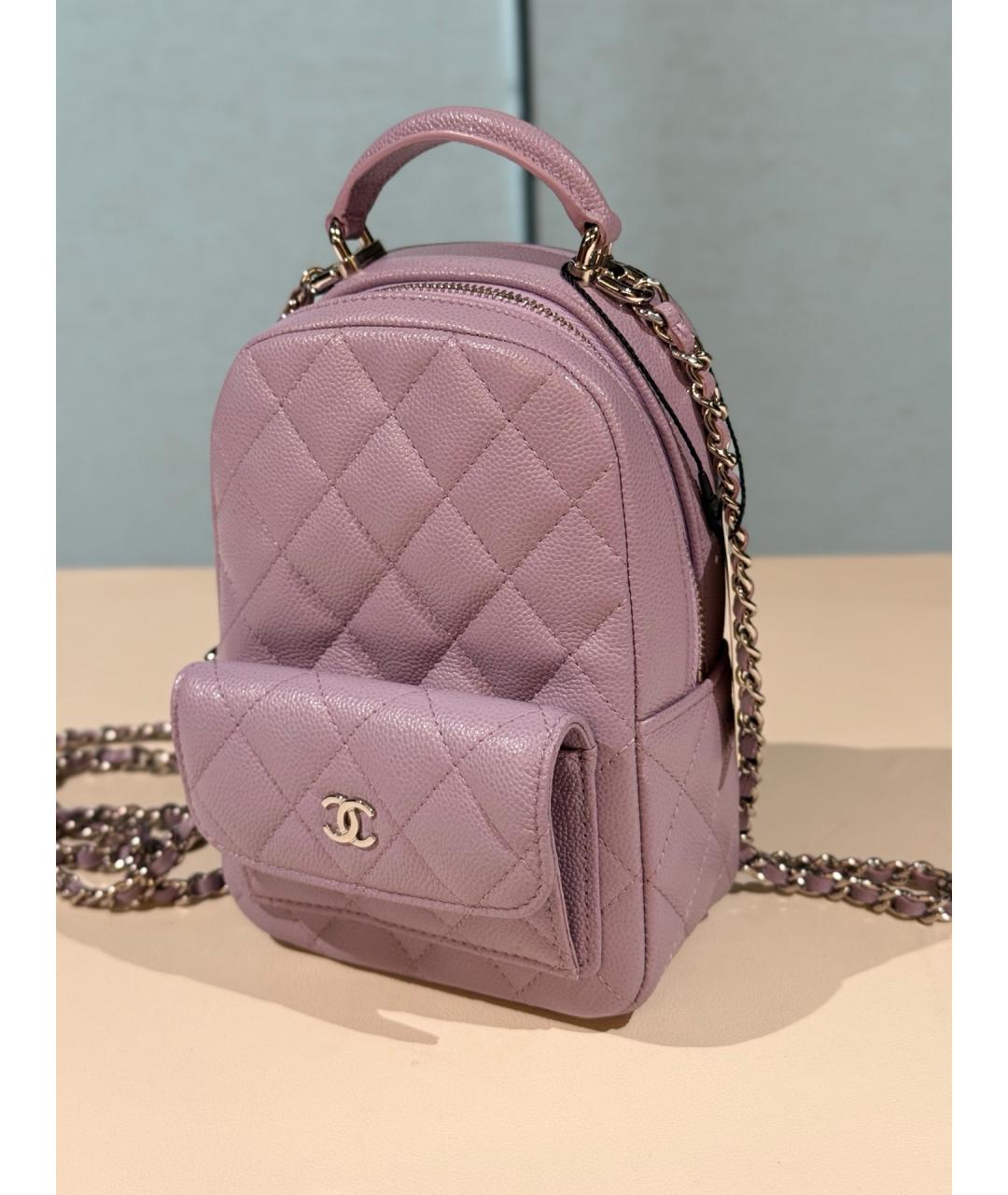 CHANEL Фиолетовый кожаный рюкзак, фото 2