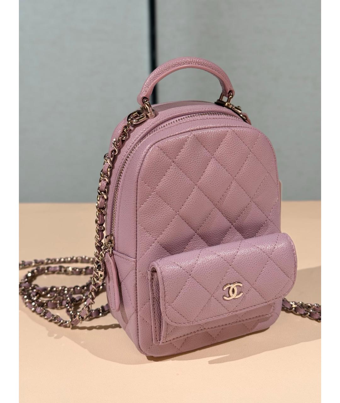 CHANEL Фиолетовый кожаный рюкзак, фото 3