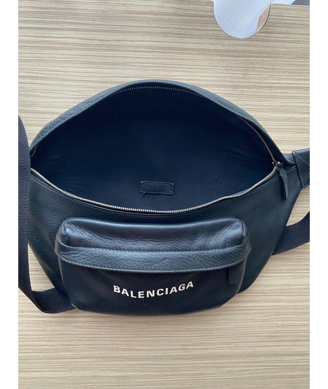 BALENCIAGA Черная кожаная поясная сумка, фото 2
