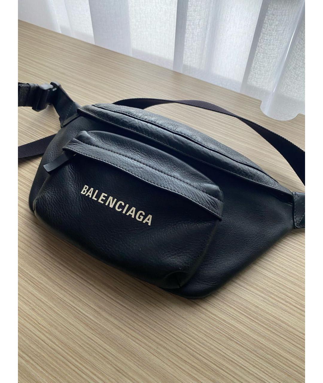 BALENCIAGA Черная кожаная поясная сумка, фото 5