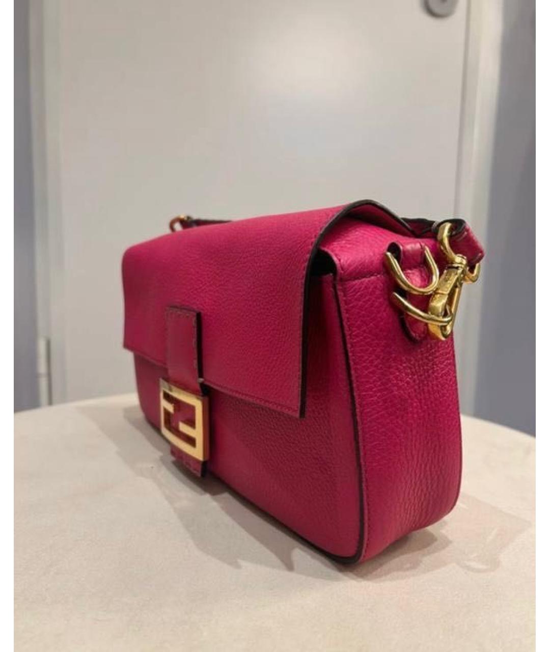 FENDI Розовая кожаная сумка с короткими ручками, фото 5