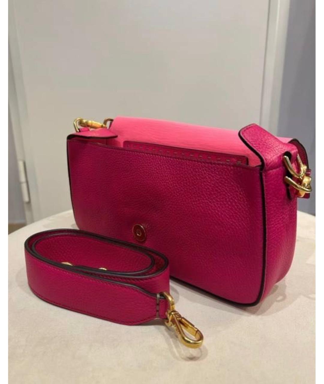 FENDI Розовая кожаная сумка с короткими ручками, фото 3
