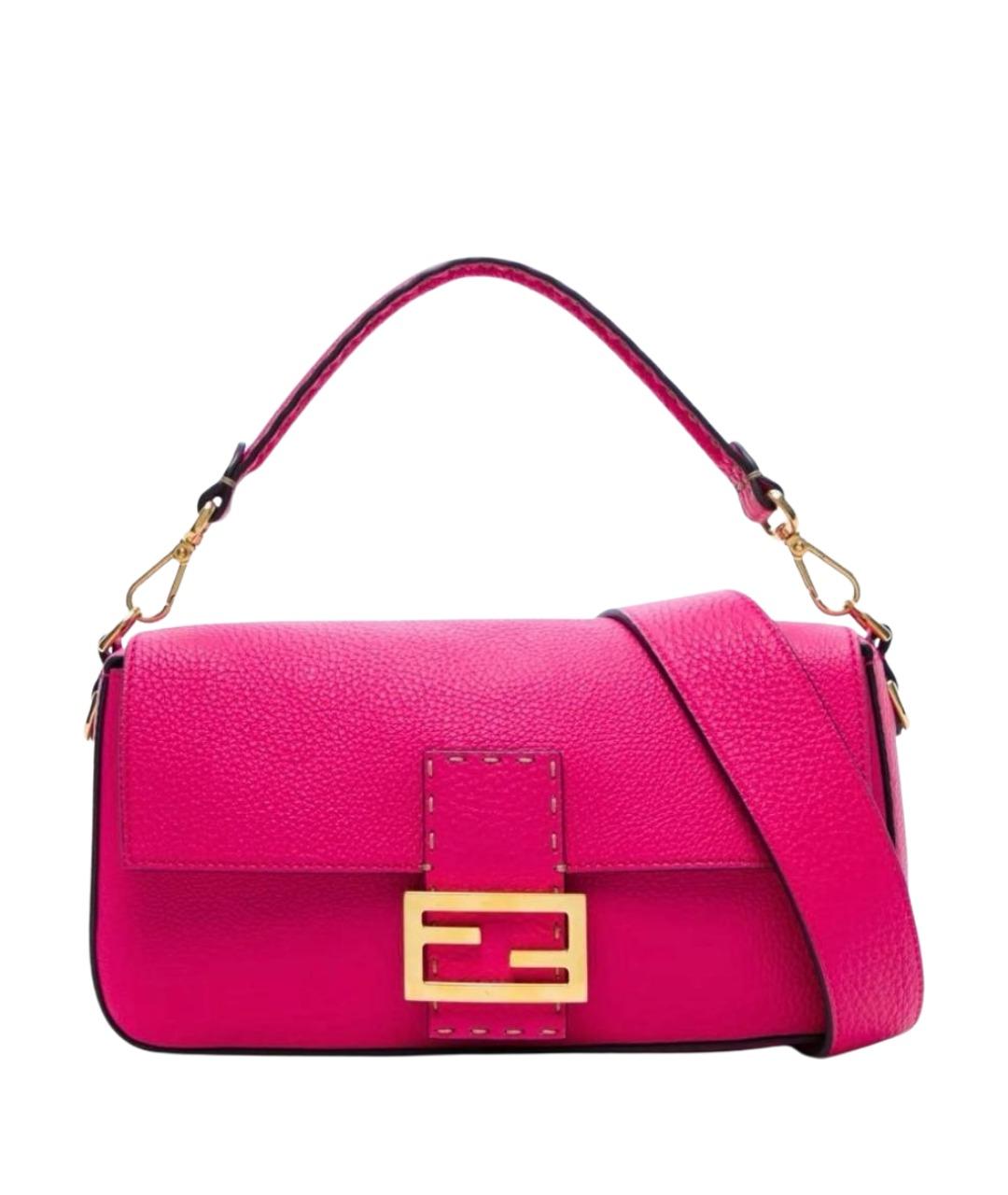 FENDI Розовая кожаная сумка с короткими ручками, фото 1