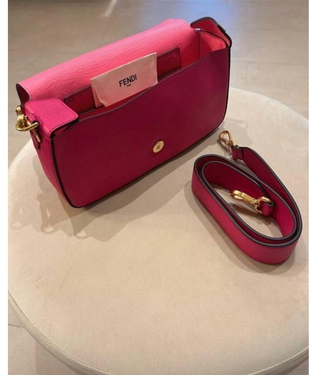 FENDI Розовая кожаная сумка с короткими ручками, фото 4
