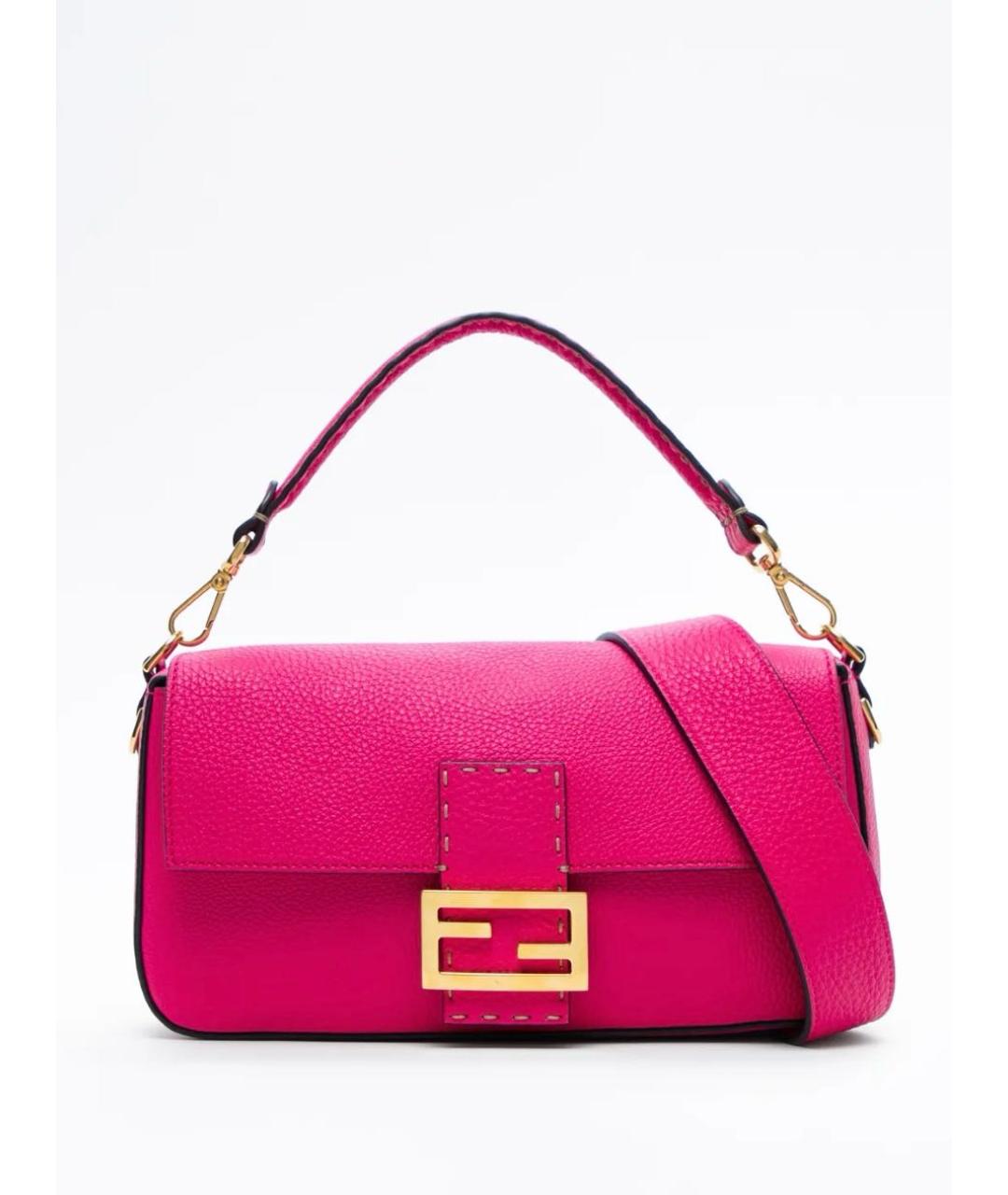 FENDI Розовая кожаная сумка с короткими ручками, фото 9