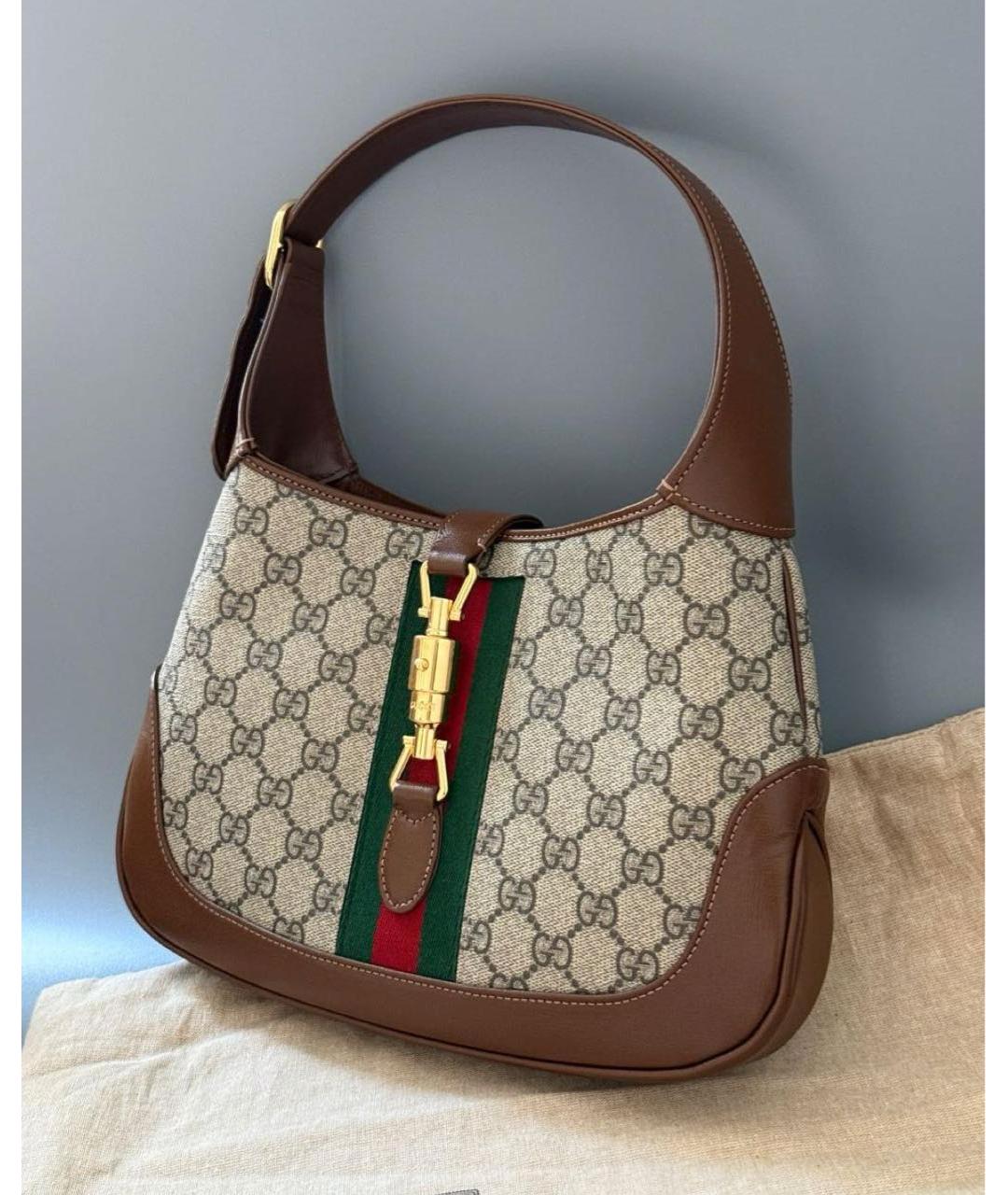 GUCCI Коричневая кожаная сумка с короткими ручками, фото 5