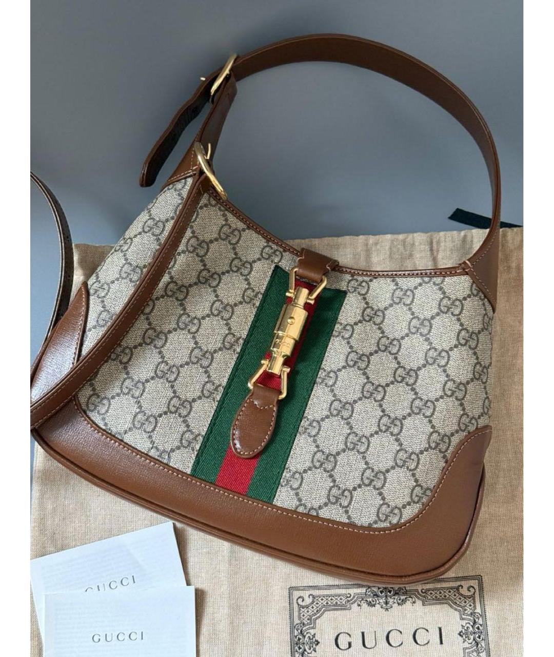 GUCCI Коричневая кожаная сумка с короткими ручками, фото 6