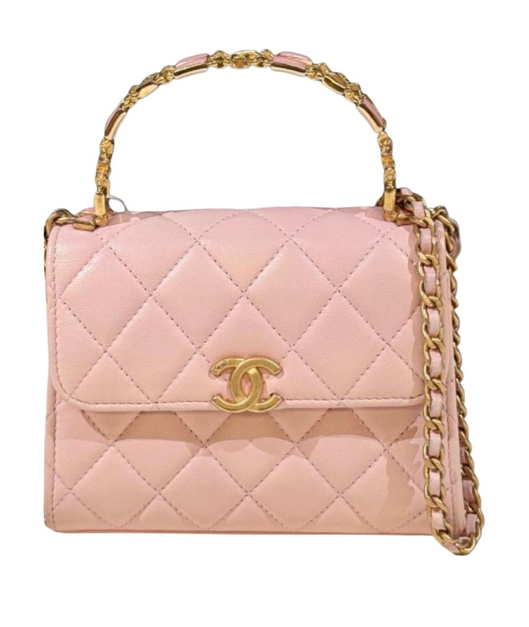 CHANEL Розовая кожаная сумка с короткими ручками, фото 1