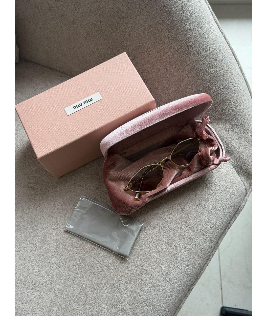 MIU MIU Коричневые металлические солнцезащитные очки, фото 4