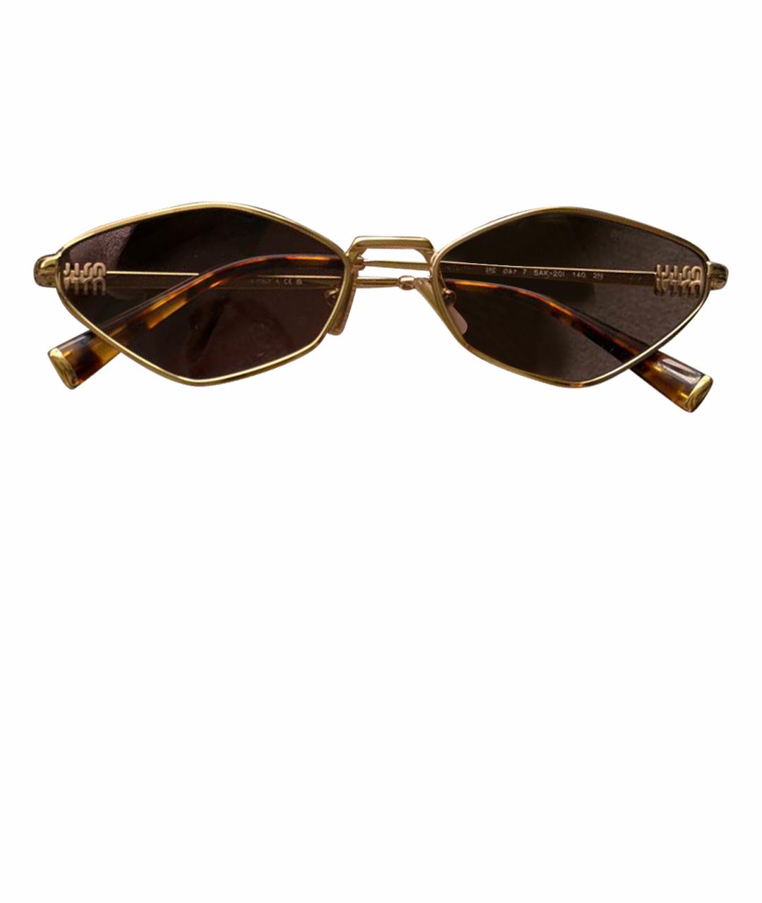 MIU MIU Коричневые металлические солнцезащитные очки, фото 1