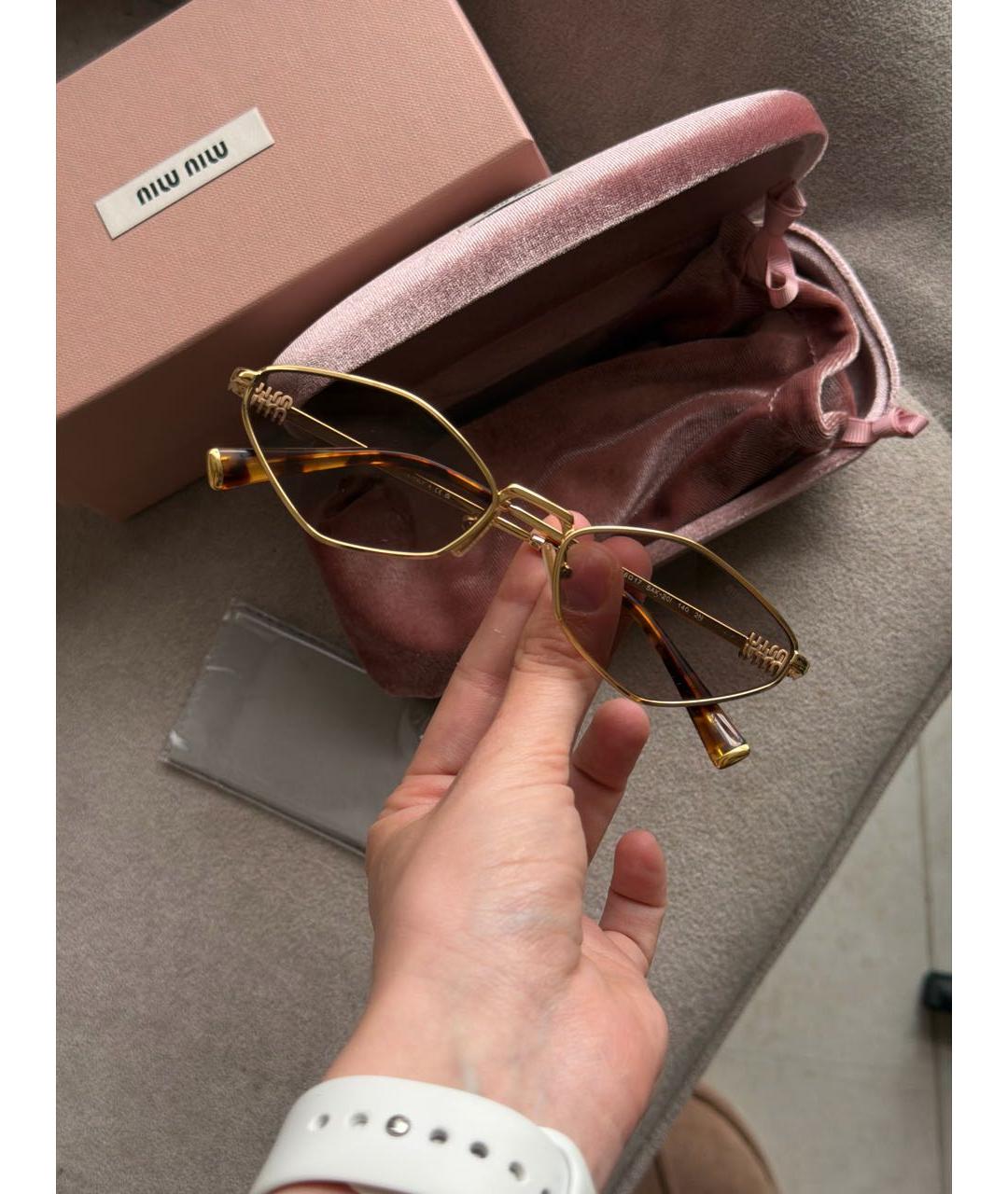 MIU MIU Коричневые металлические солнцезащитные очки, фото 6