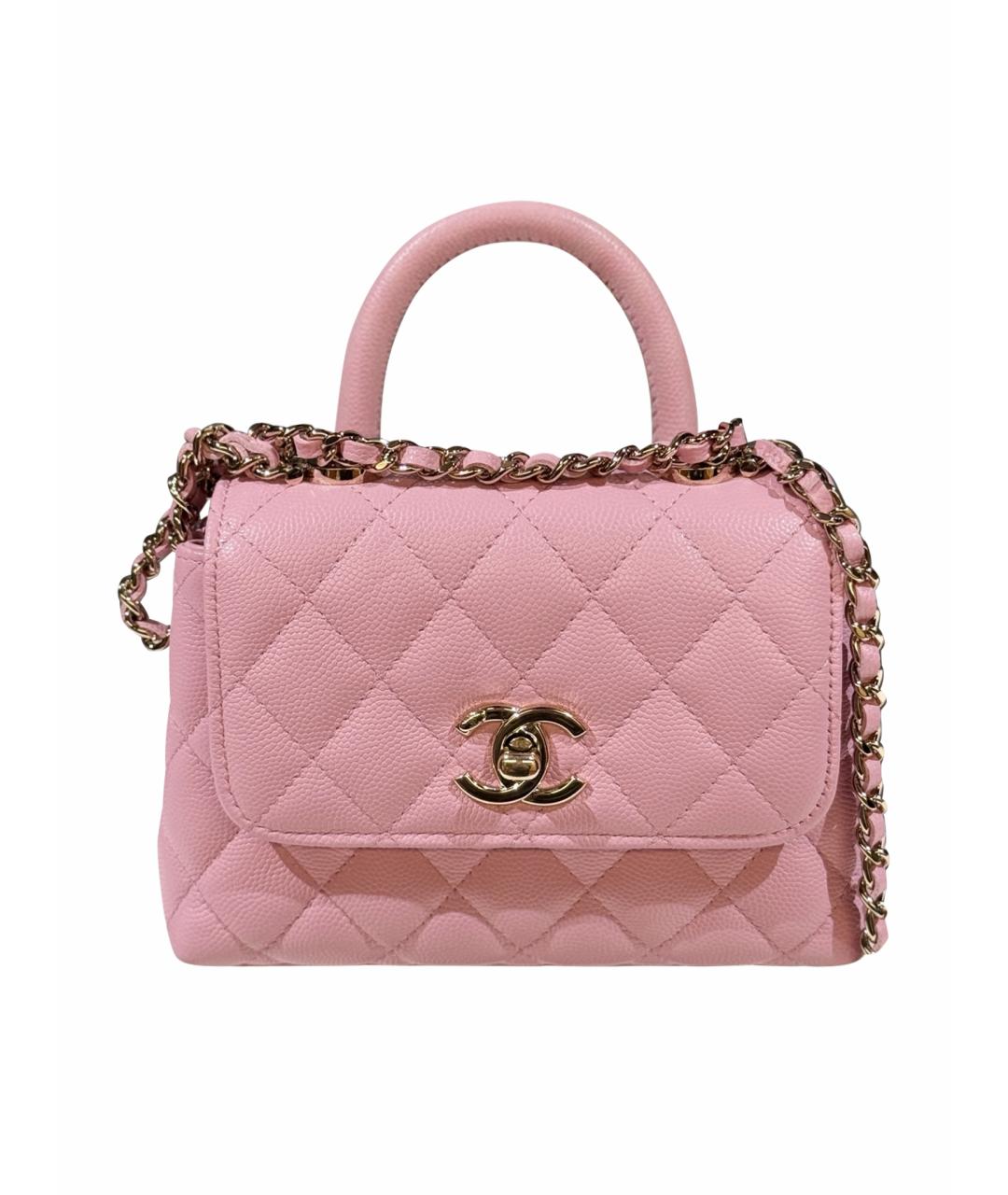 CHANEL Розовая кожаная сумка с короткими ручками, фото 1