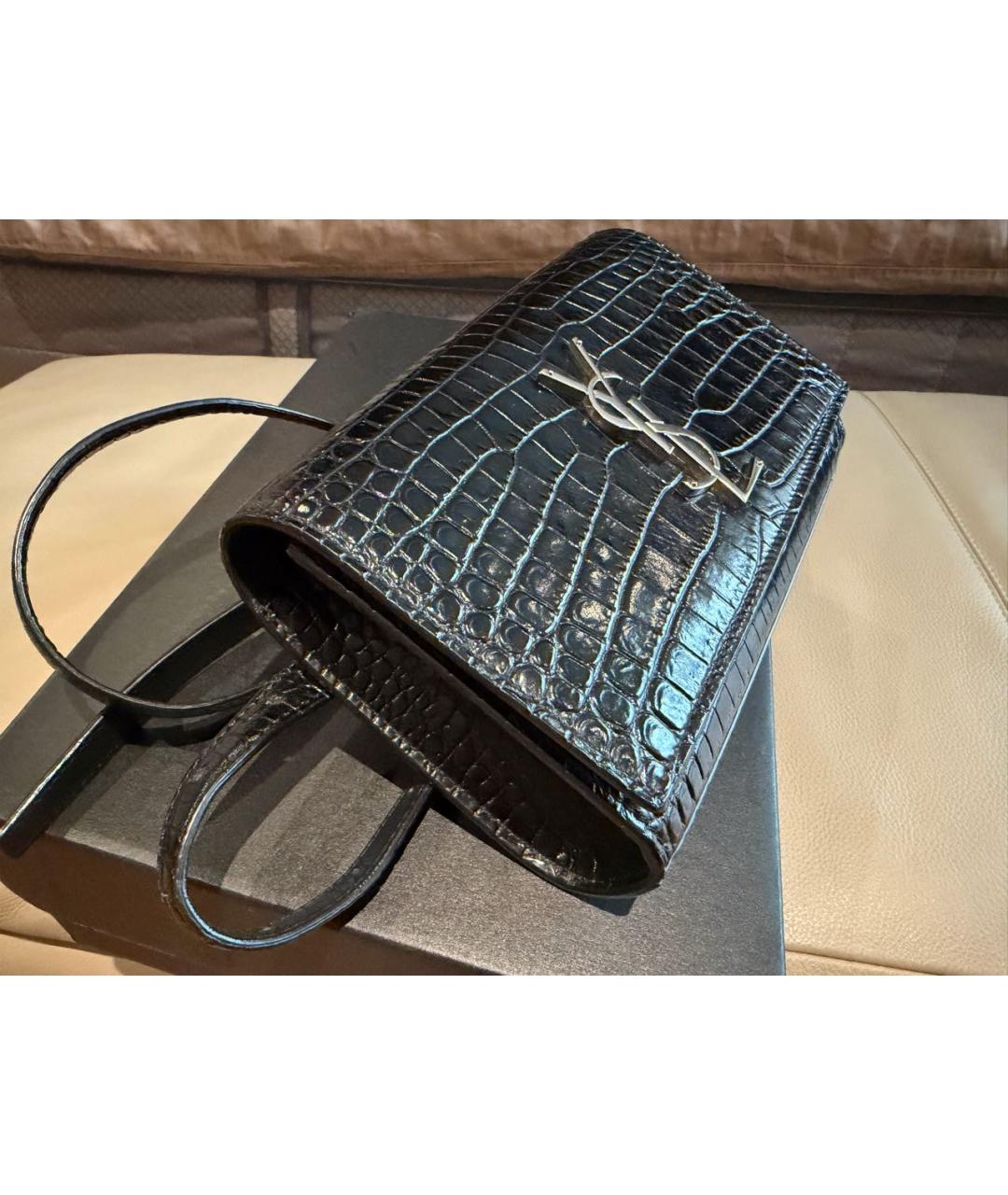 SAINT LAURENT Черная кожаная поясная сумка, фото 2