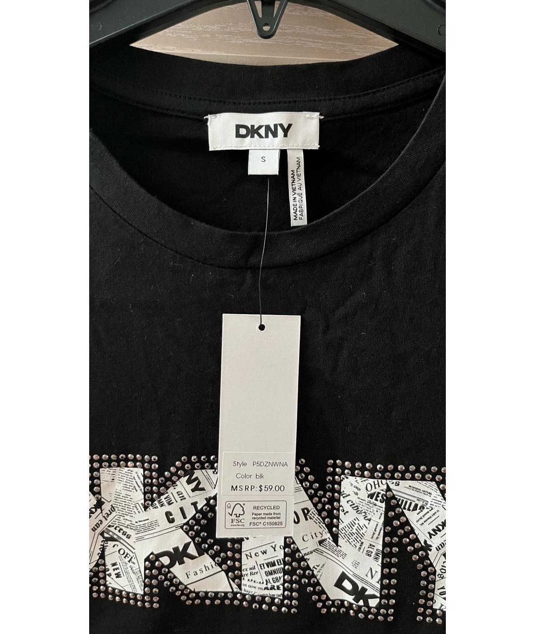 DKNY Черная хлопко-эластановая футболка, фото 2
