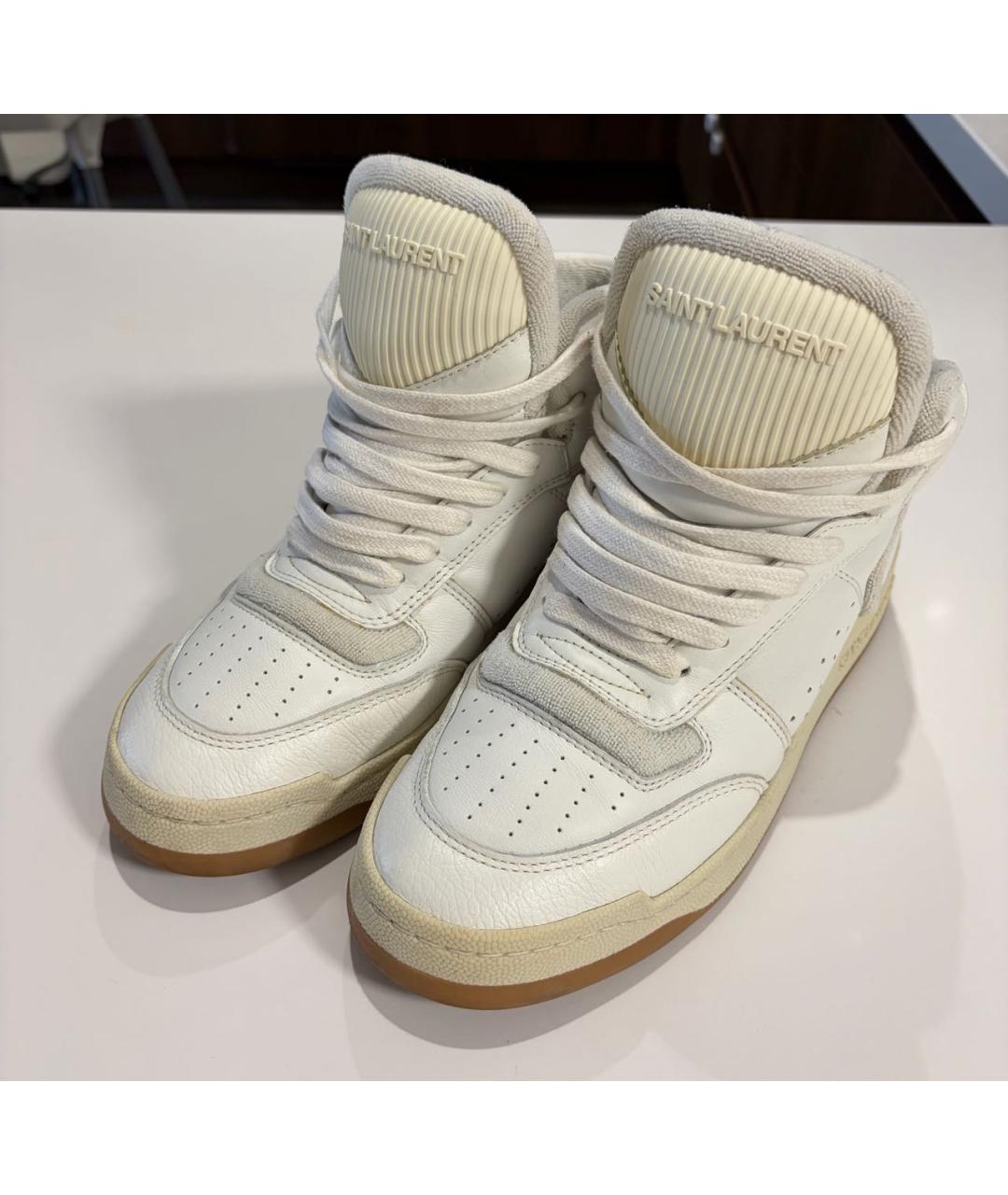 SAINT LAURENT Белые кожаные кеды, фото 3