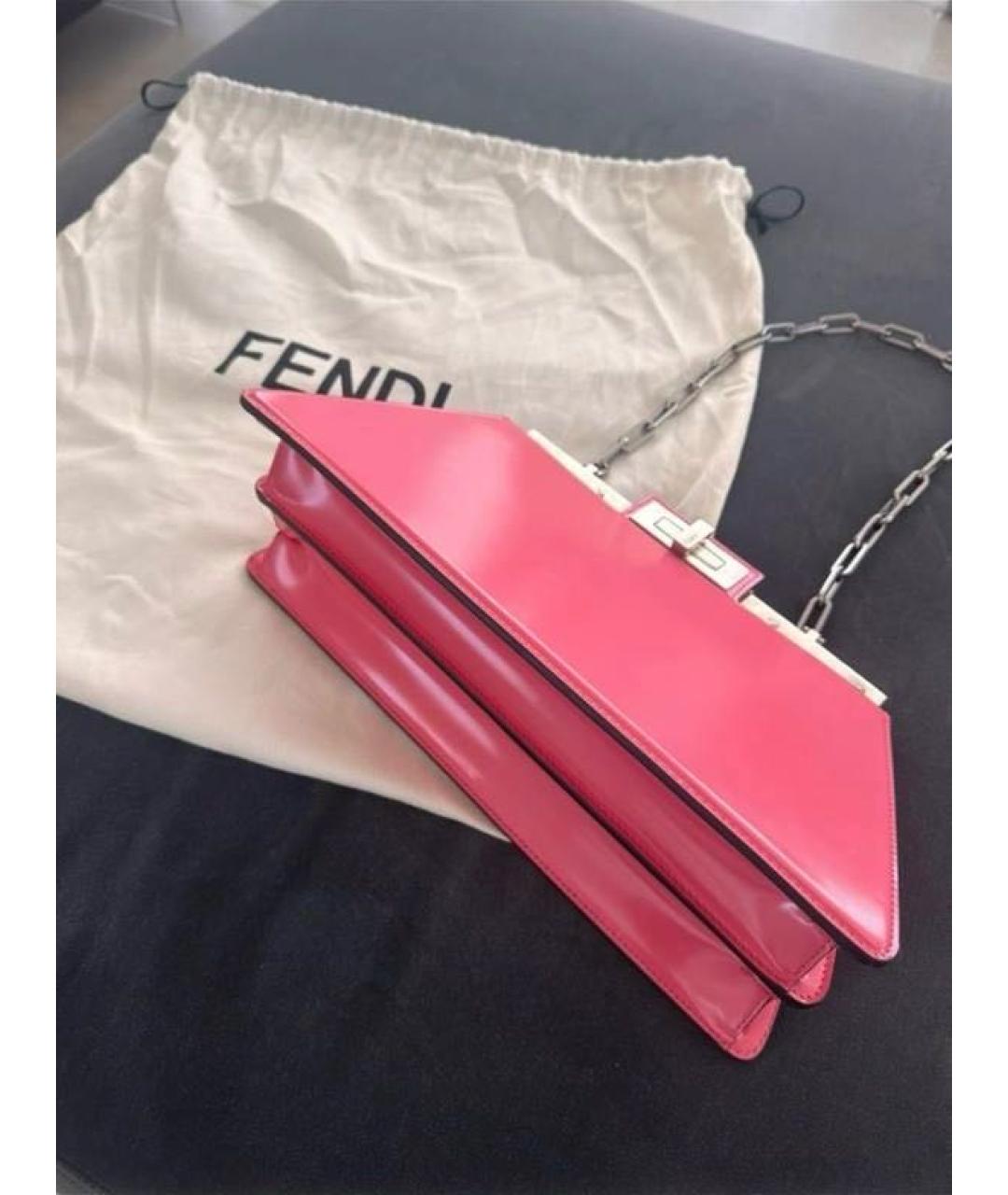 FENDI Розовая кожаная сумка через плечо, фото 4